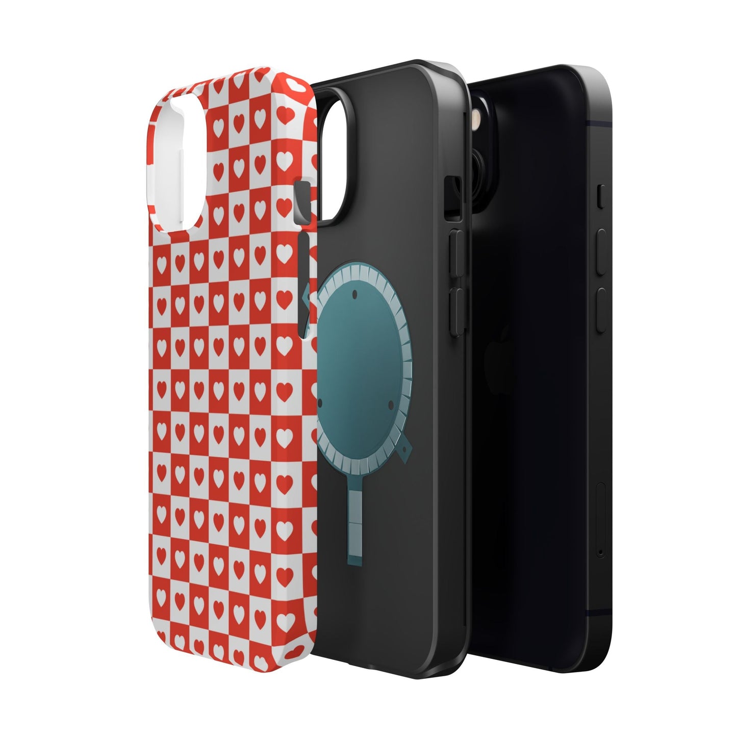 Red & White Heart Checkerboard – MagSafe iPhone Case - BOGO Cases