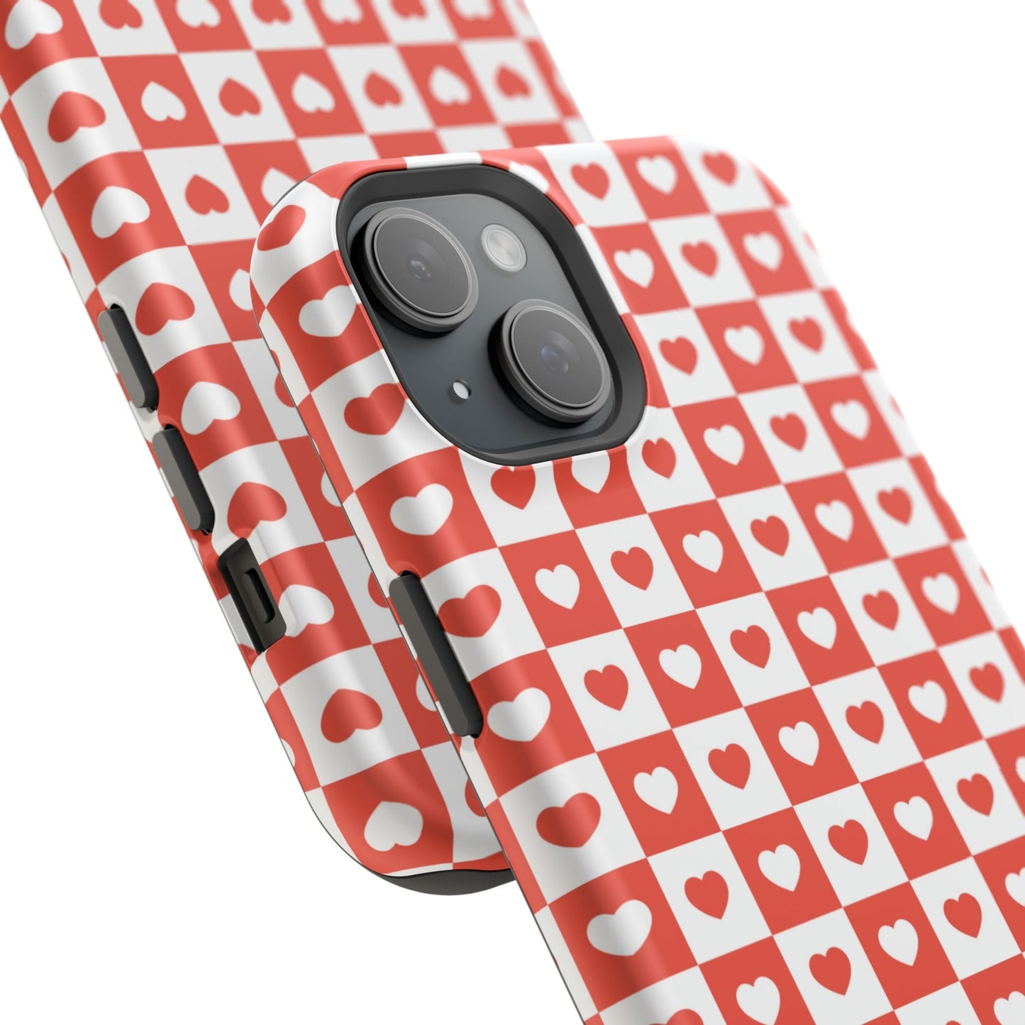 Red & White Heart Checkerboard – MagSafe iPhone Case - BOGO Cases