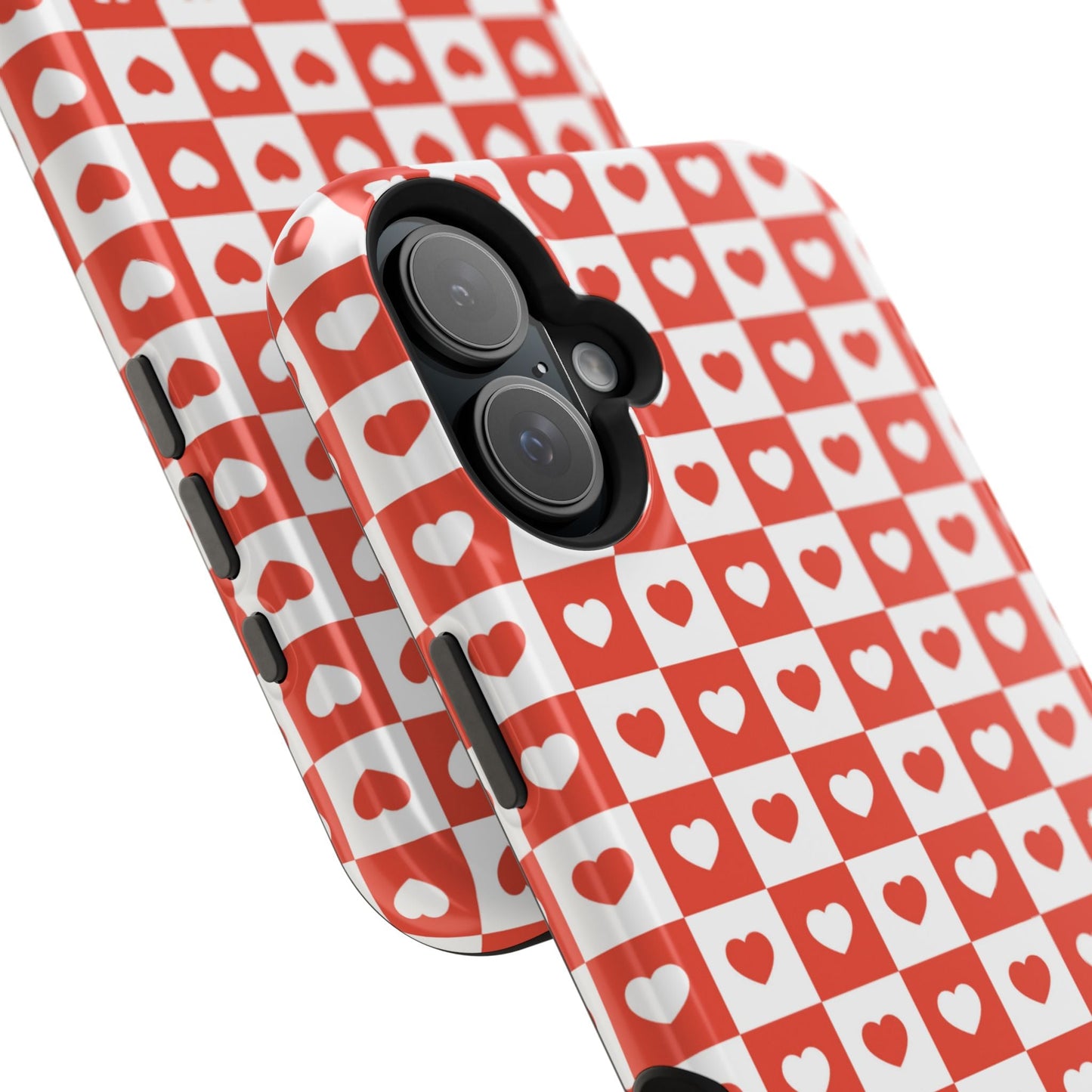 Red & White Heart Checkerboard – MagSafe iPhone Case - BOGO Cases