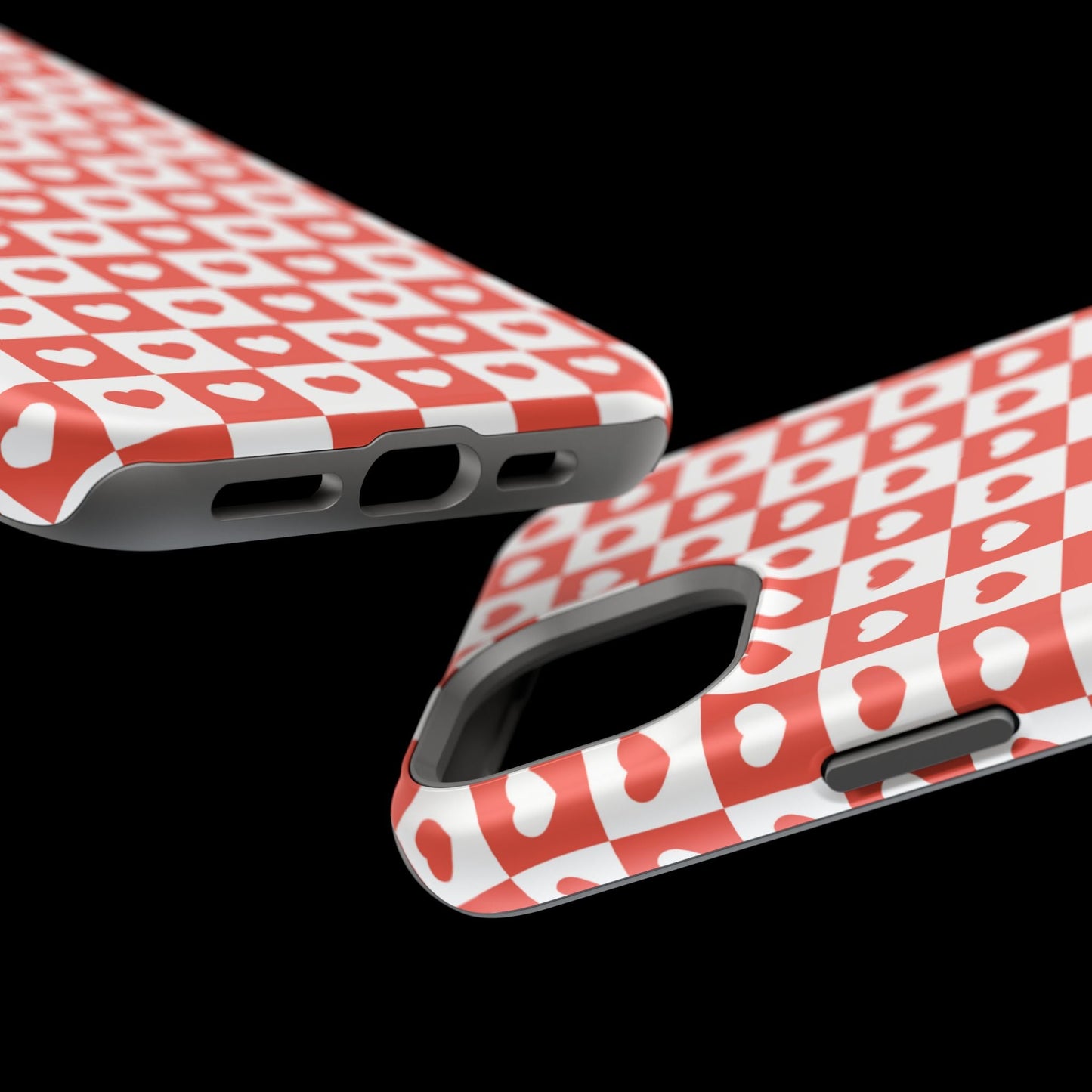 Red & White Heart Checkerboard – MagSafe iPhone Case - BOGO Cases