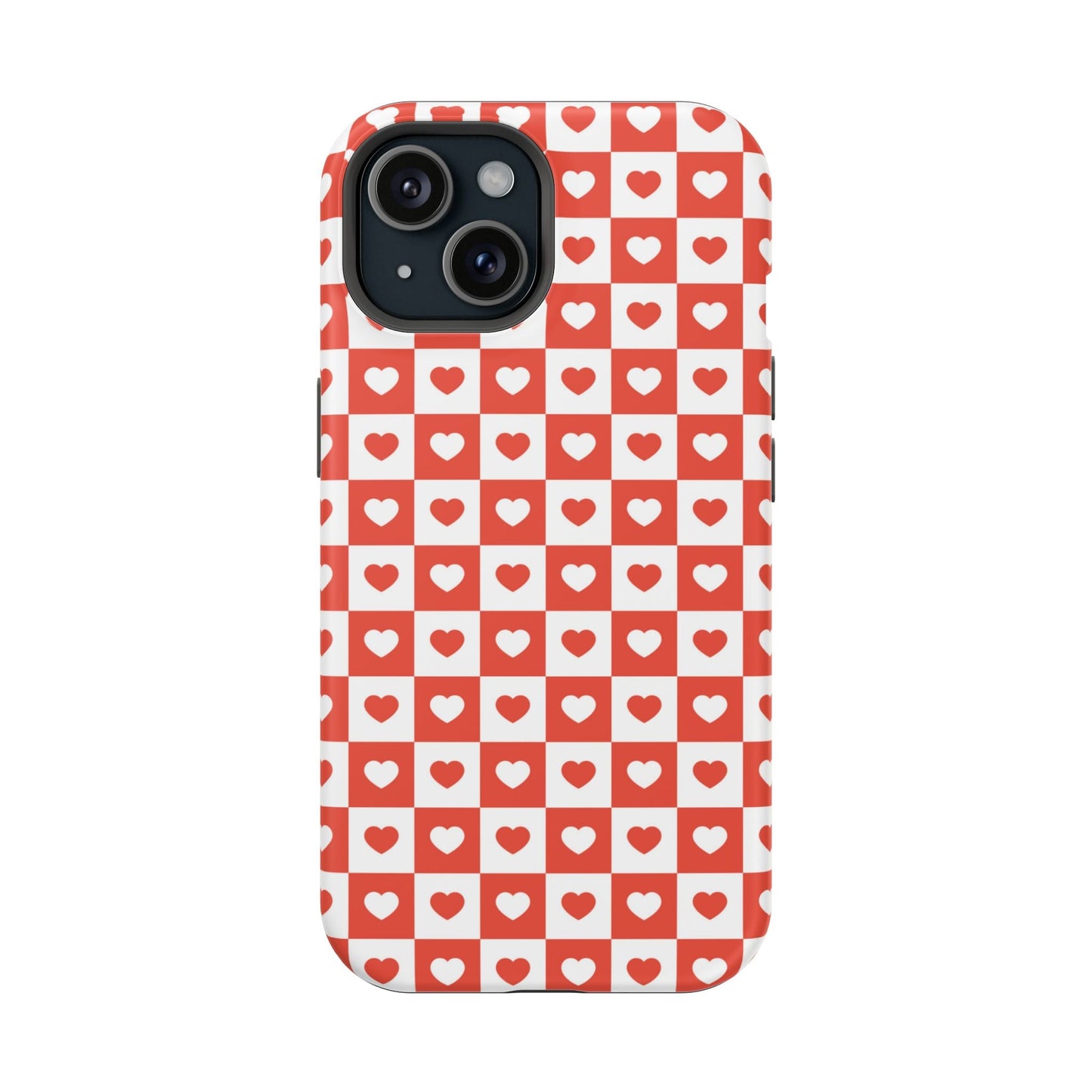 Red & White Heart Checkerboard – MagSafe iPhone Case - BOGO Cases