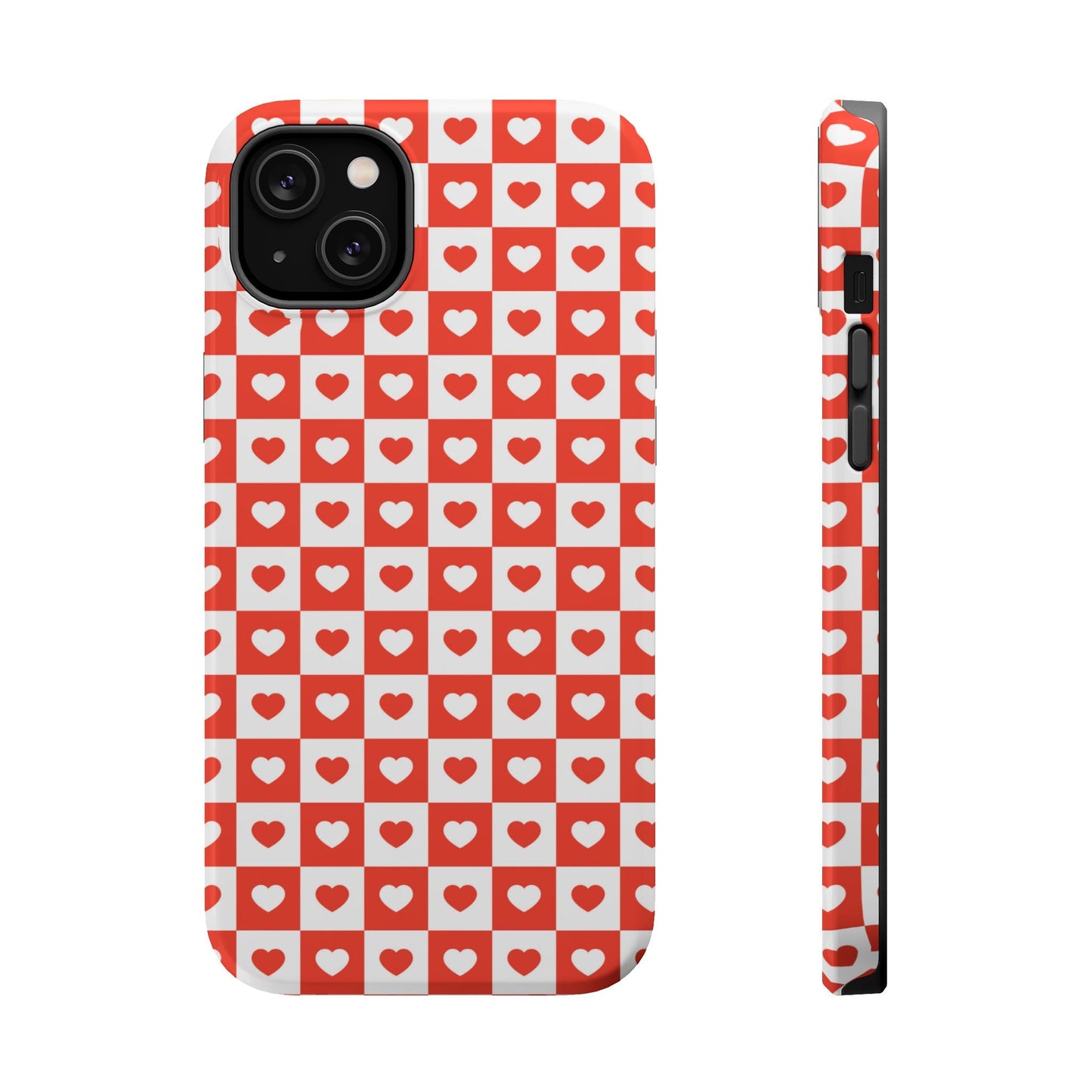 Red & White Heart Checkerboard – MagSafe iPhone Case - BOGO Cases
