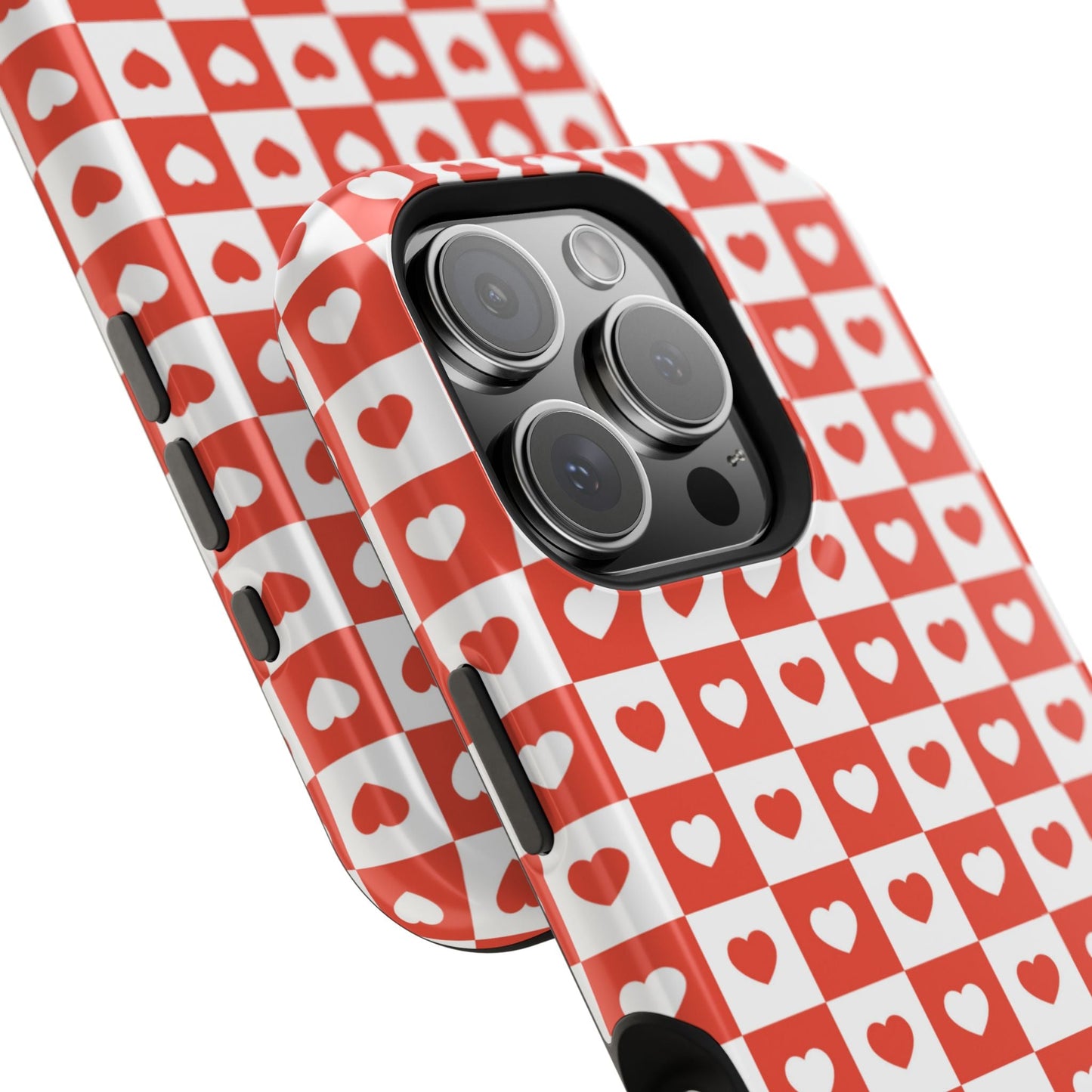 Red & White Heart Checkerboard – MagSafe iPhone Case - BOGO Cases