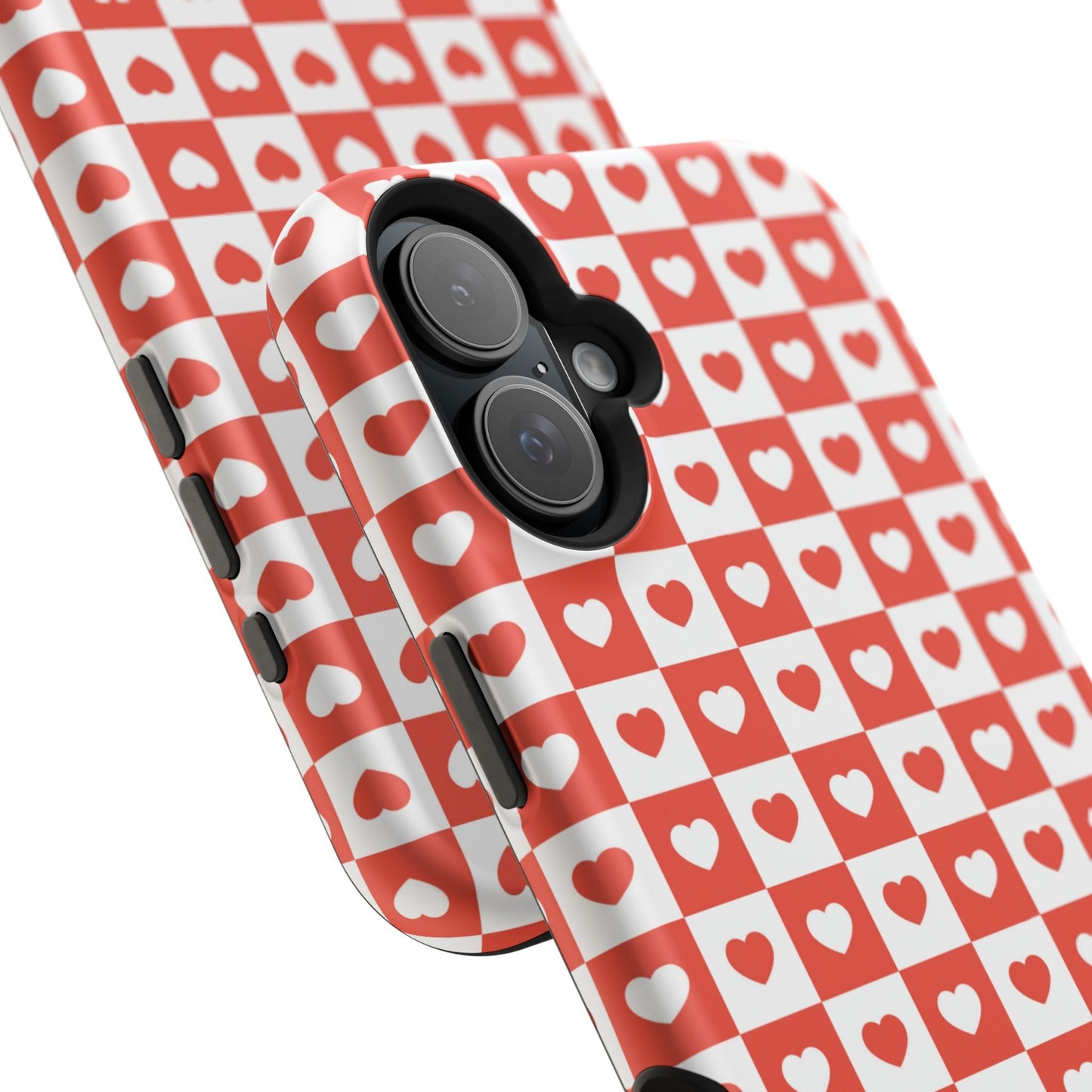 Red & White Heart Checkerboard – MagSafe iPhone Case - BOGO Cases