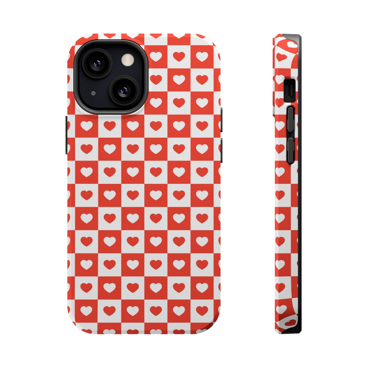 Red & White Heart Checkerboard – MagSafe iPhone Case - BOGO Cases