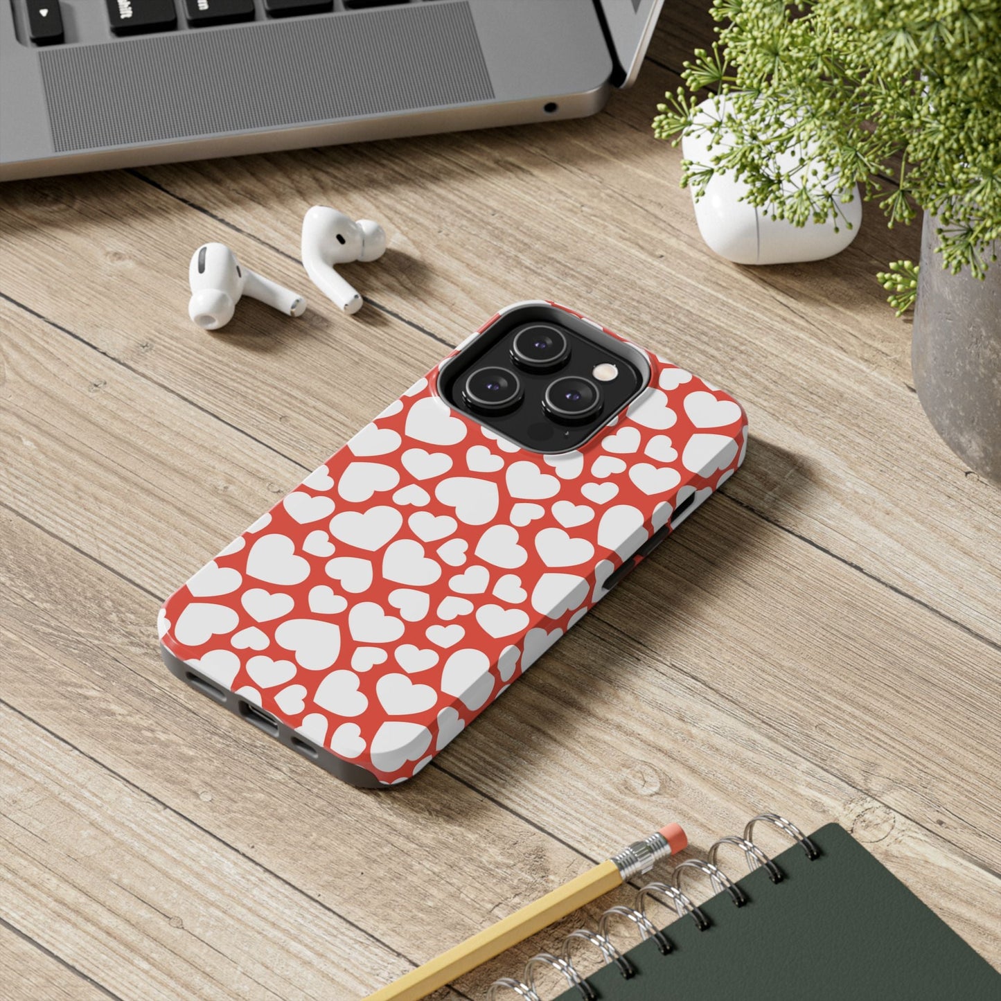 Red & White Heart Pattern iPhone Case - BOGO Cases