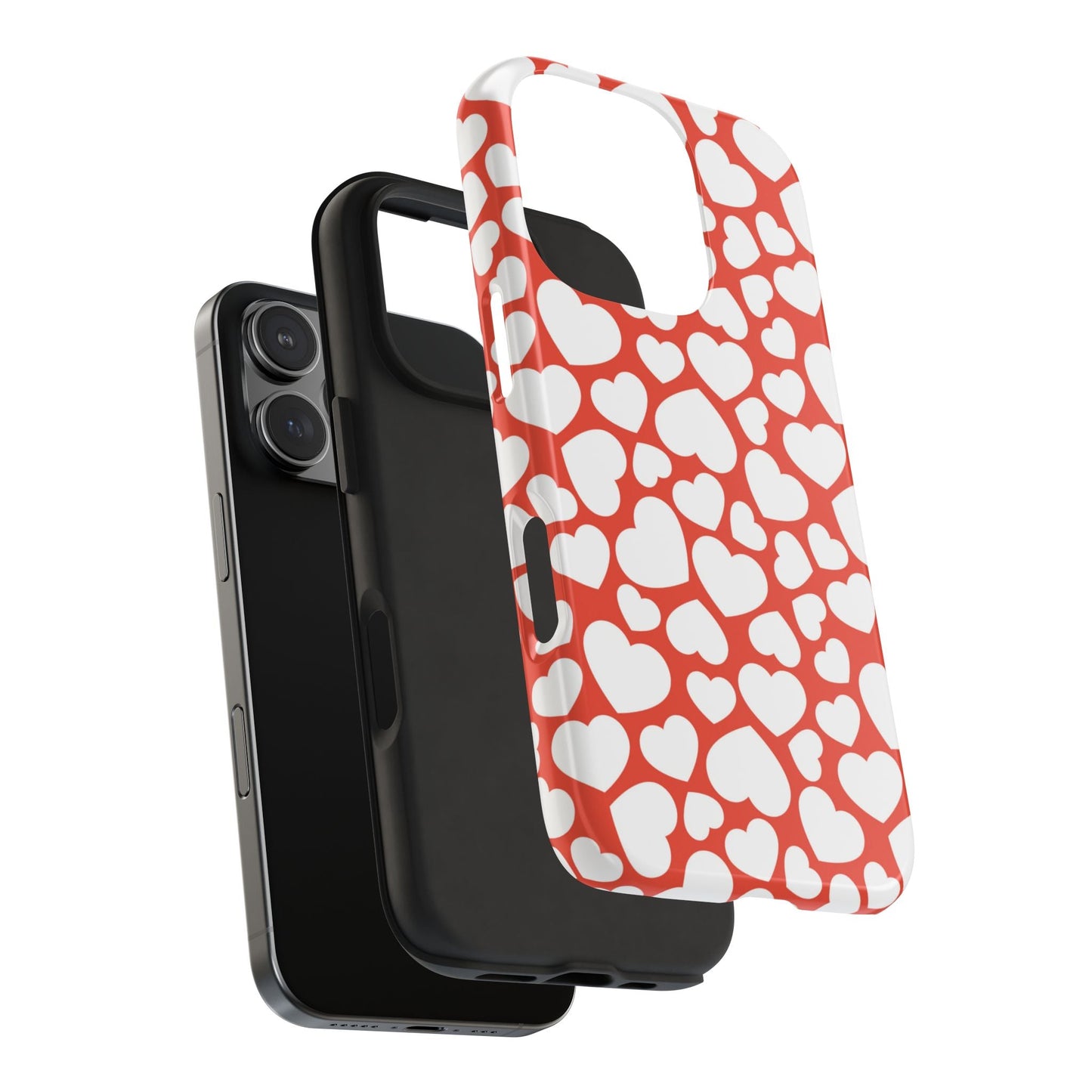 Red & White Heart Pattern iPhone Case - BOGO Cases