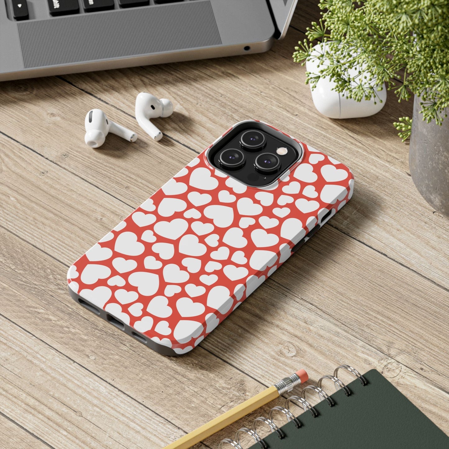 Red & White Heart Pattern iPhone Case - BOGO Cases