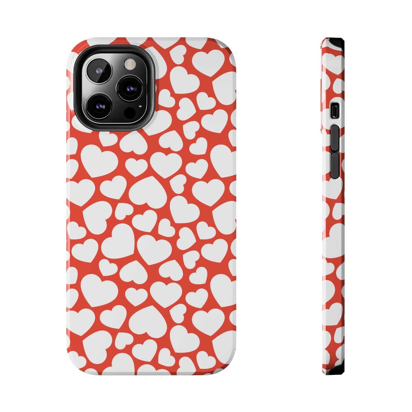 Red & White Heart Pattern iPhone Case - BOGO Cases