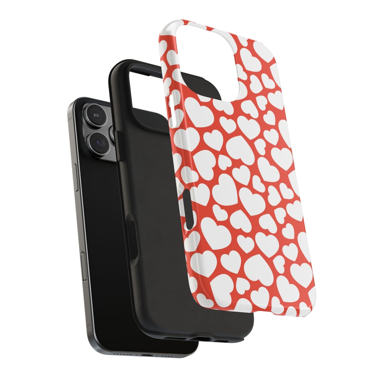 Red & White Heart Pattern iPhone Case - BOGO Cases