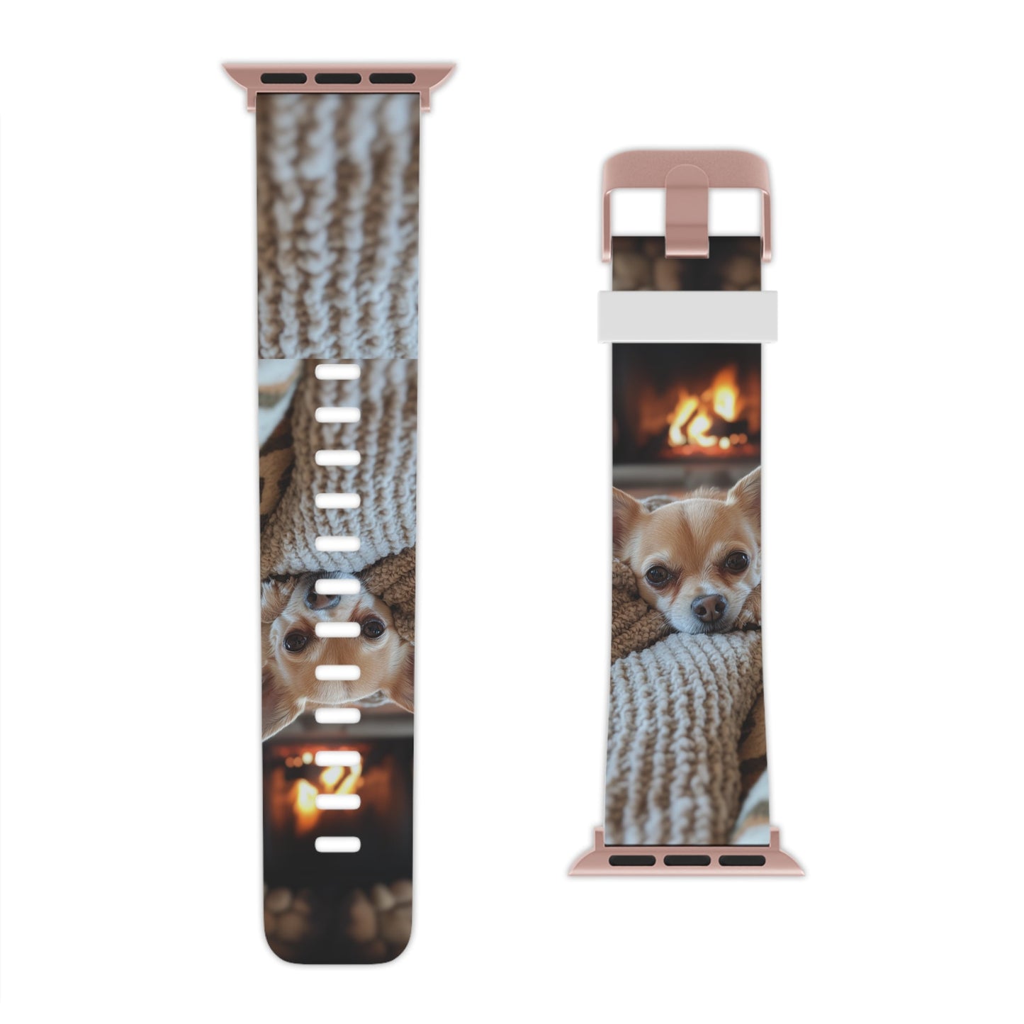Relaxing Chihuahua by Fireplace Apple Watch Band - BOGO Cases