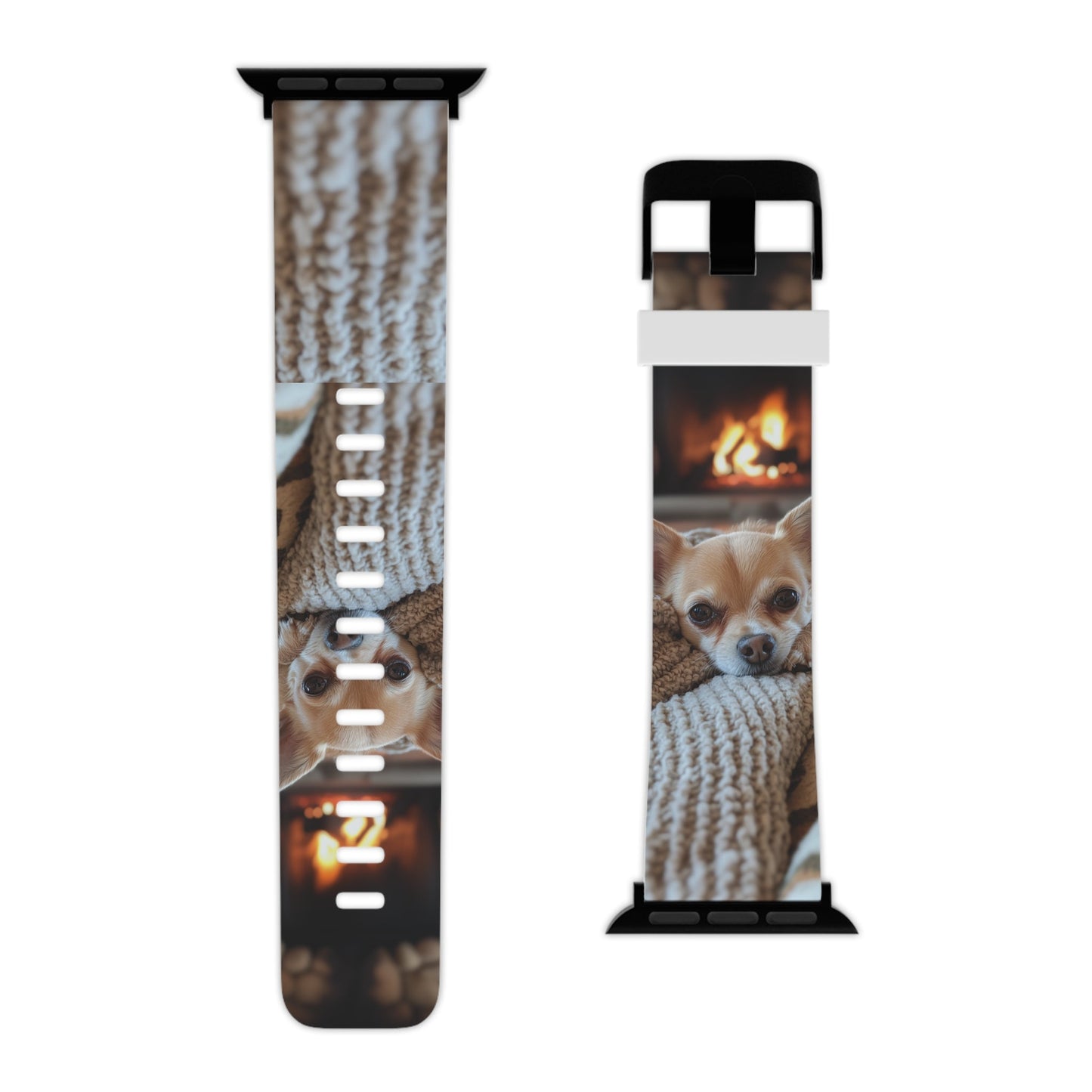 Relaxing Chihuahua by Fireplace Apple Watch Band - BOGO Cases