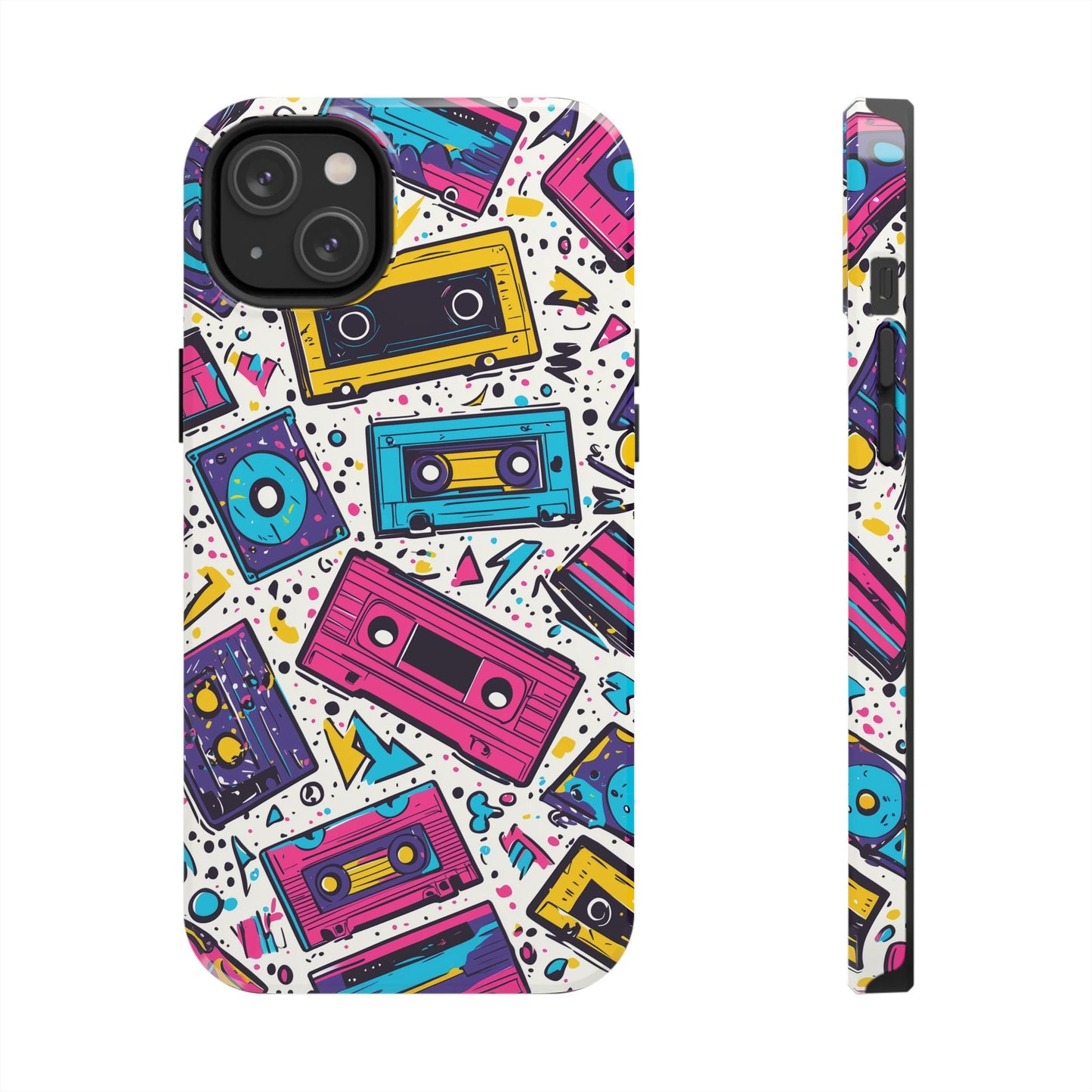 Retro Cassette Vibes Tough iPhone Case – Bold 80s Tape Design, Shockproof Protection - BOGO Cases