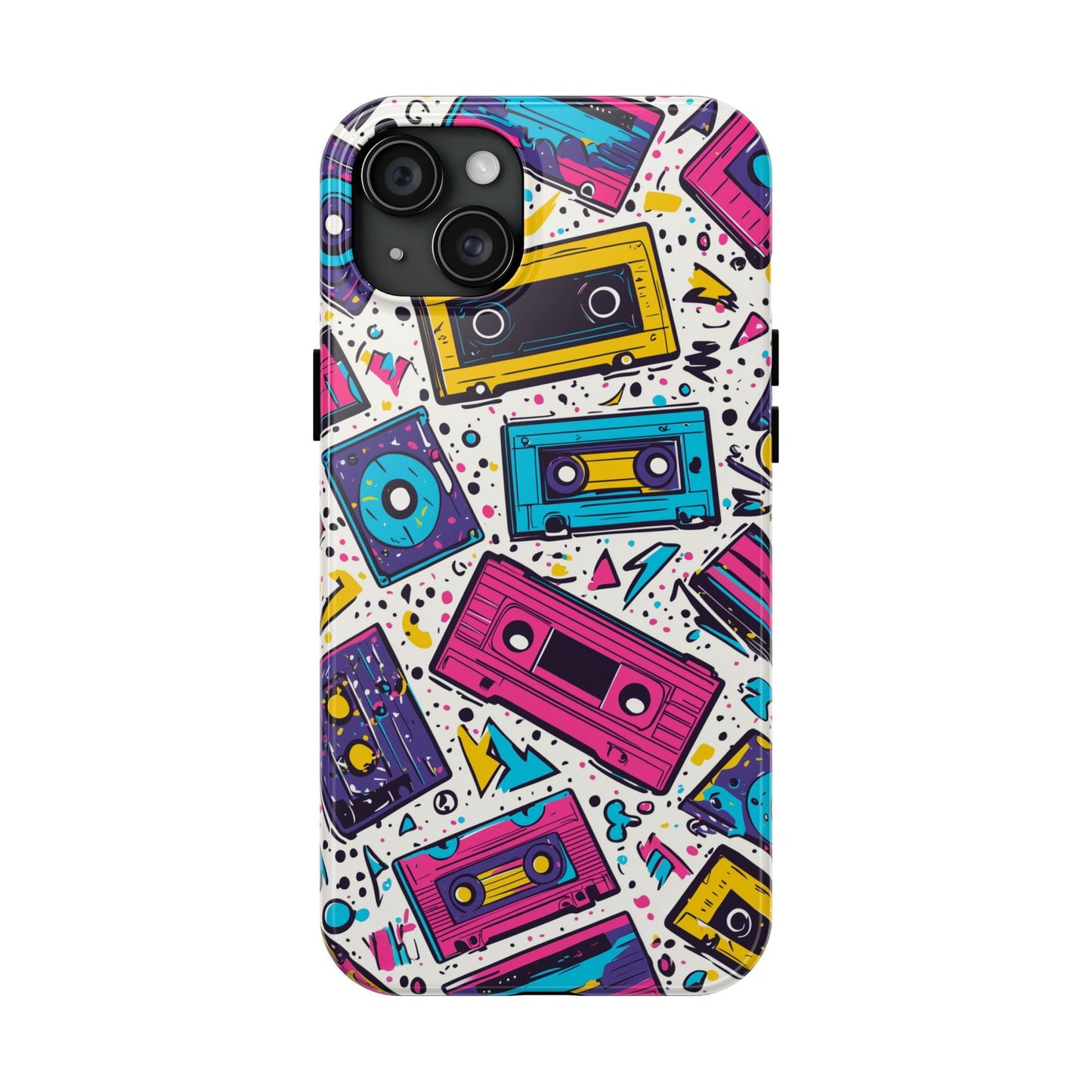 Retro Cassette Vibes Tough iPhone Case – Bold 80s Tape Design, Shockproof Protection - BOGO Cases