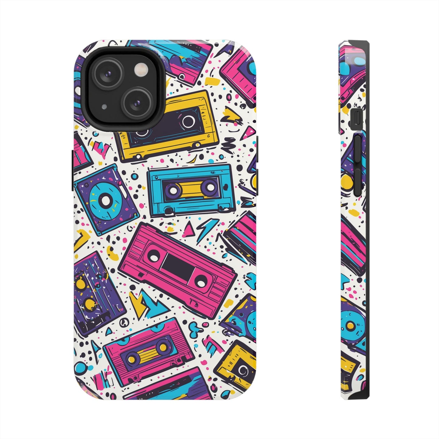 Retro Cassette Vibes Tough iPhone Case – Bold 80s Tape Design, Shockproof Protection - BOGO Cases
