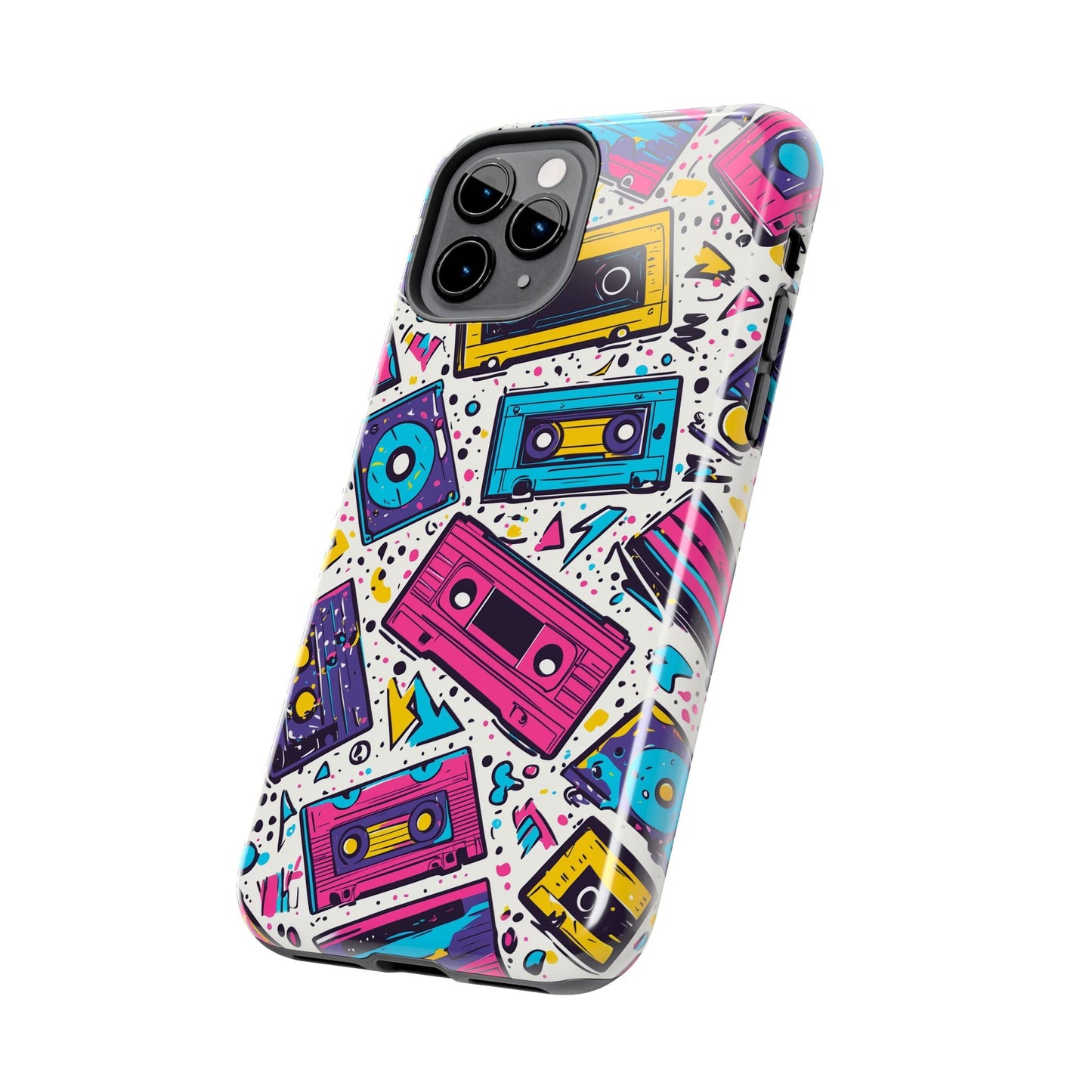 Retro Cassette Vibes Tough iPhone Case – Bold 80s Tape Design, Shockproof Protection - BOGO Cases