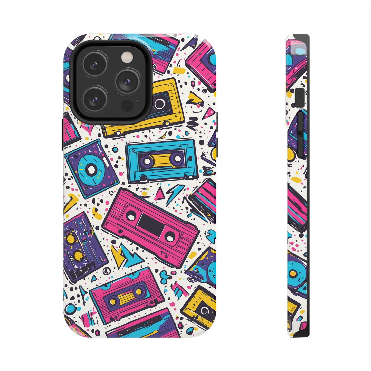 Retro Cassette Vibes Tough iPhone Case – Bold 80s Tape Design, Shockproof Protection - BOGO Cases