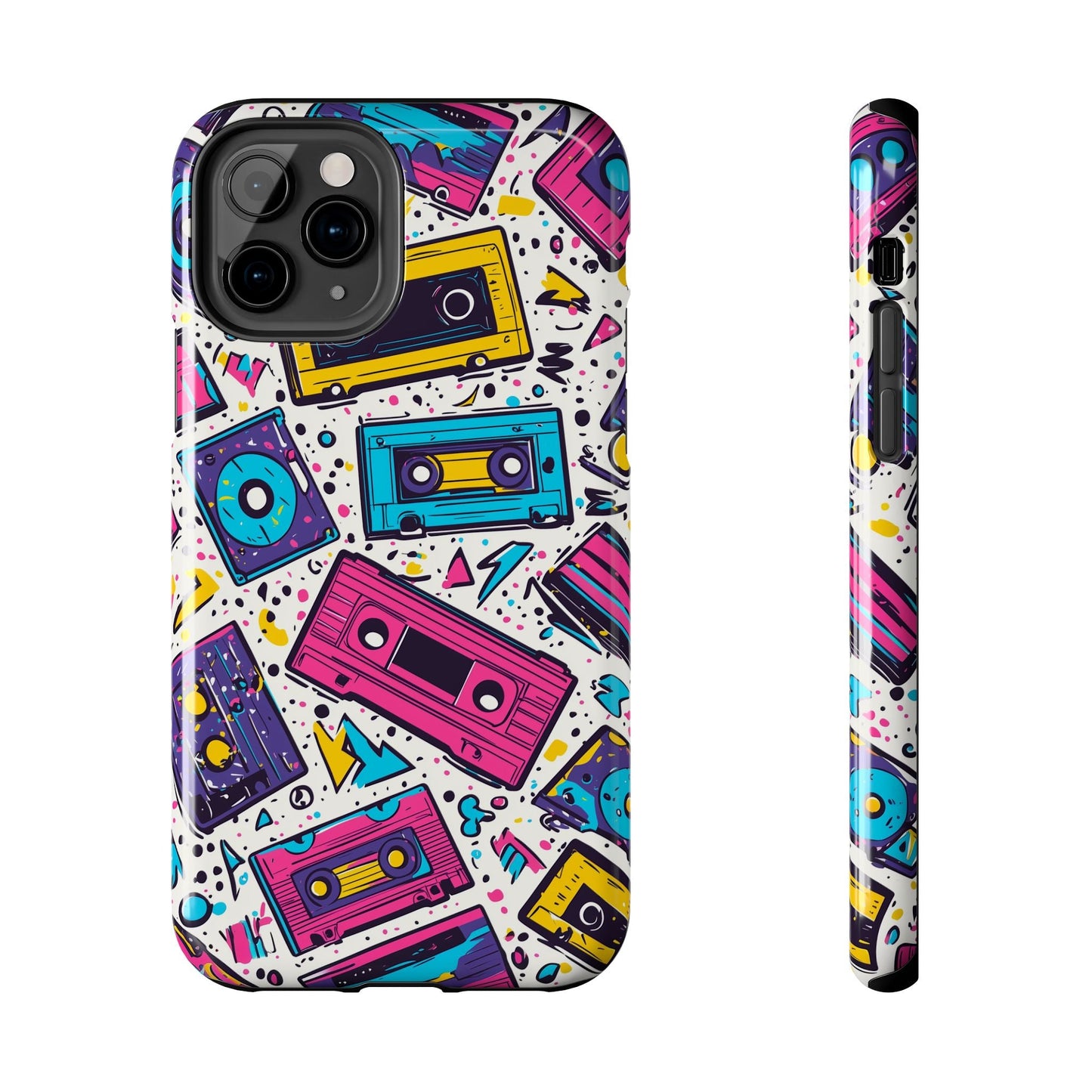 Retro Cassette Vibes Tough iPhone Case – Bold 80s Tape Design, Shockproof Protection - BOGO Cases