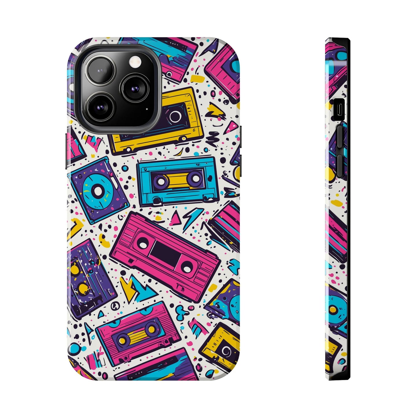 Retro Cassette Vibes Tough iPhone Case – Bold 80s Tape Design, Shockproof Protection - BOGO Cases