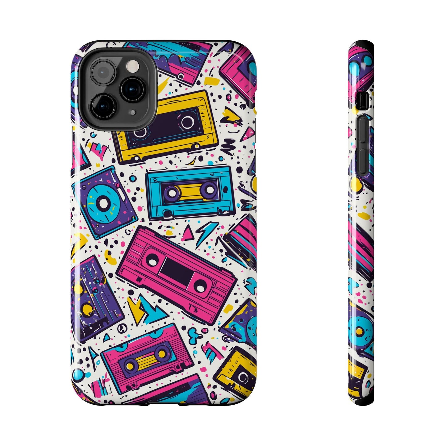 Retro Cassette Vibes Tough iPhone Case – Bold 80s Tape Design, Shockproof Protection - BOGO Cases