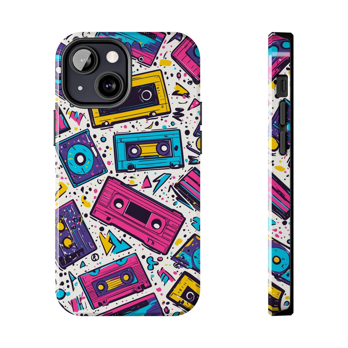 Retro Cassette Vibes Tough iPhone Case – Bold 80s Tape Design, Shockproof Protection - BOGO Cases