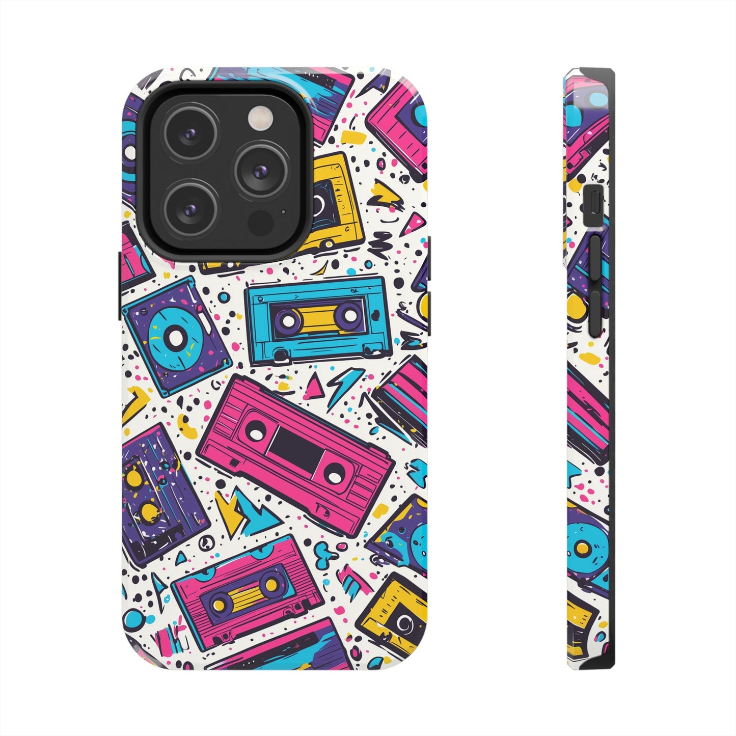 Retro Cassette Vibes Tough iPhone Case – Bold 80s Tape Design, Shockproof Protection - BOGO Cases