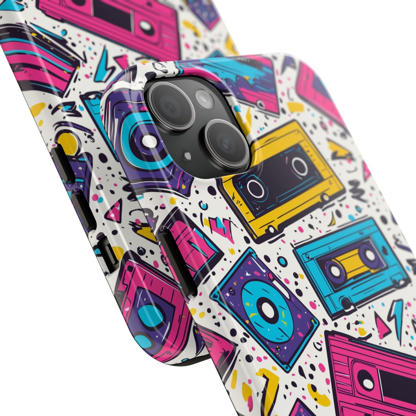 Retro Cassette Vibes Tough iPhone Case – Bold 80s Tape Design, Shockproof Protection - BOGO Cases