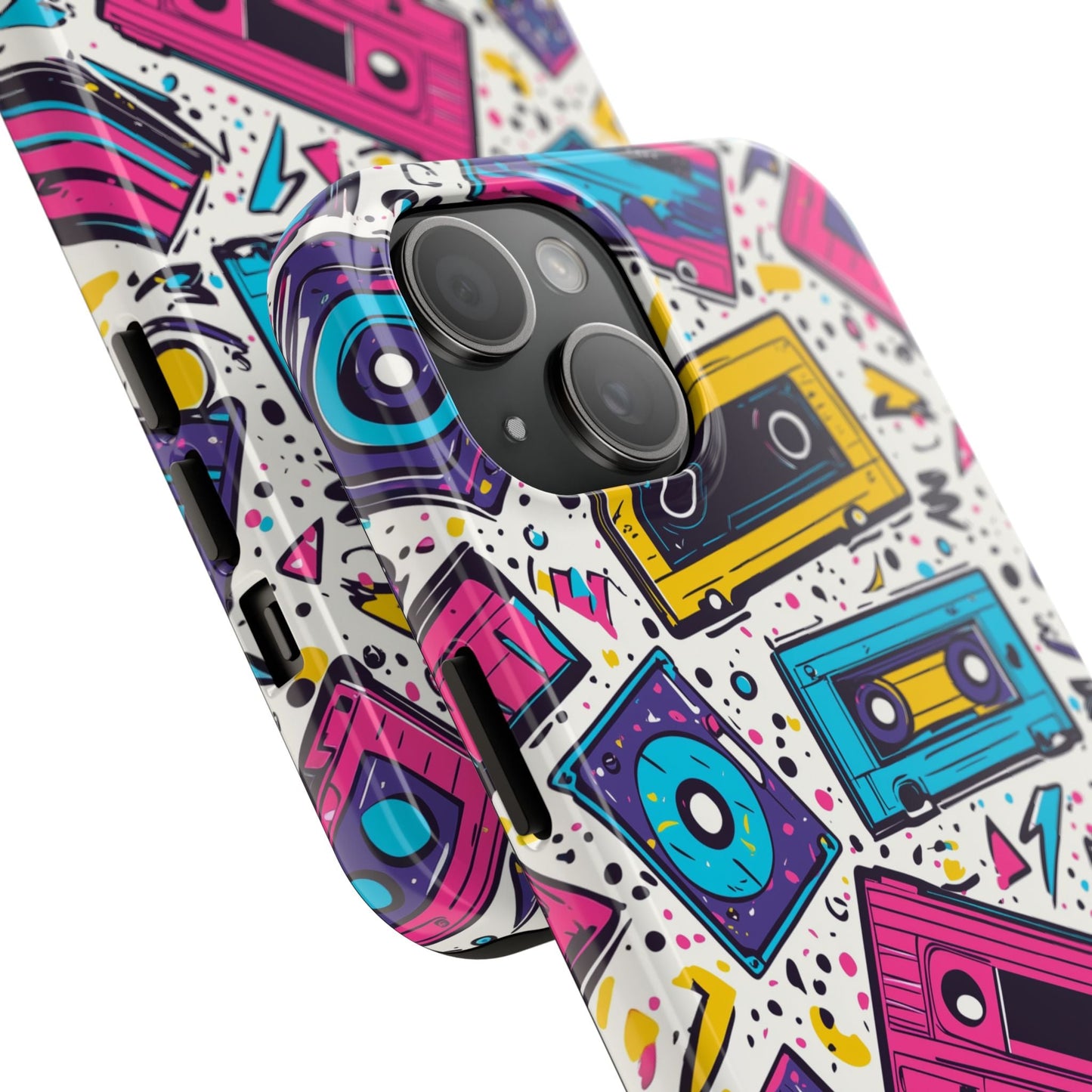 Retro Cassette Vibes Tough iPhone Case – Bold 80s Tape Design, Shockproof Protection - BOGO Cases