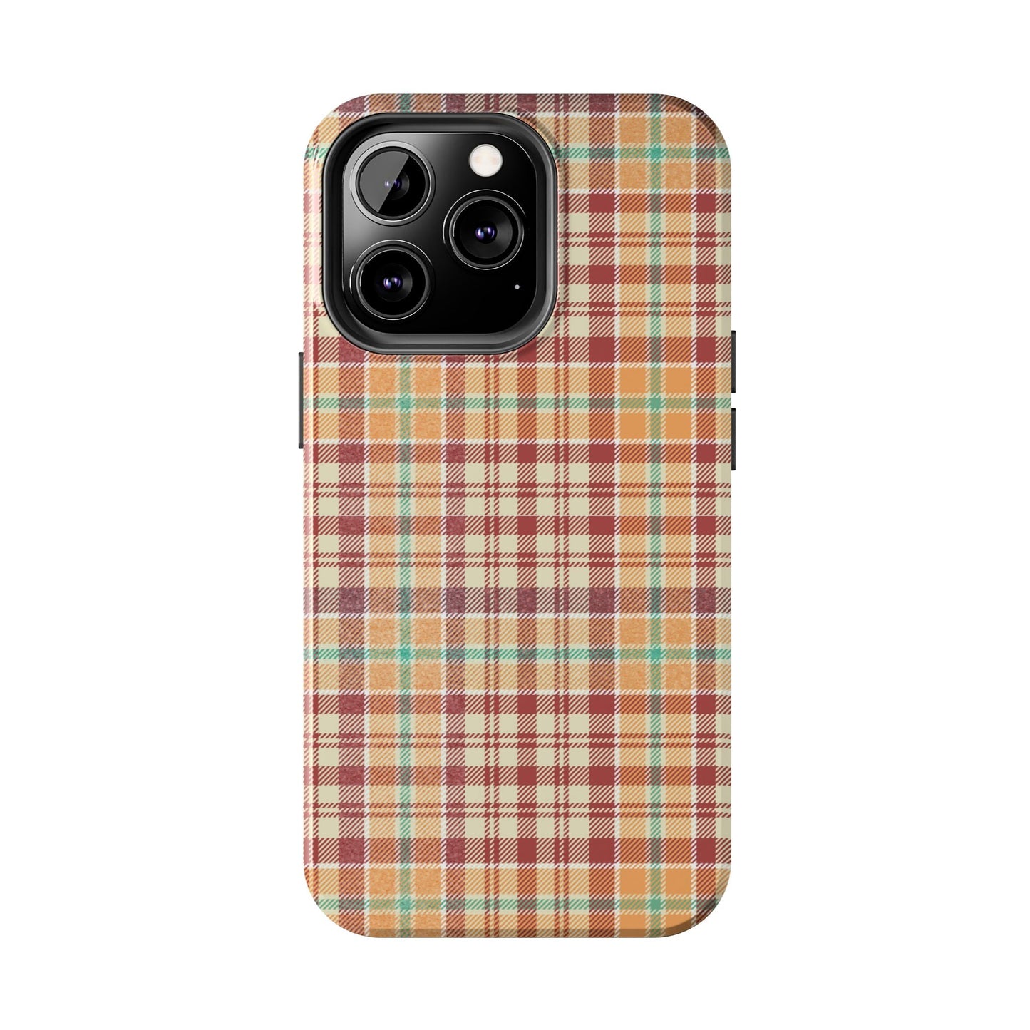 Retro Chic Plaid iPhone Case in Red, Orange, Green & Cream – Classic Vintage Style - BOGO Cases