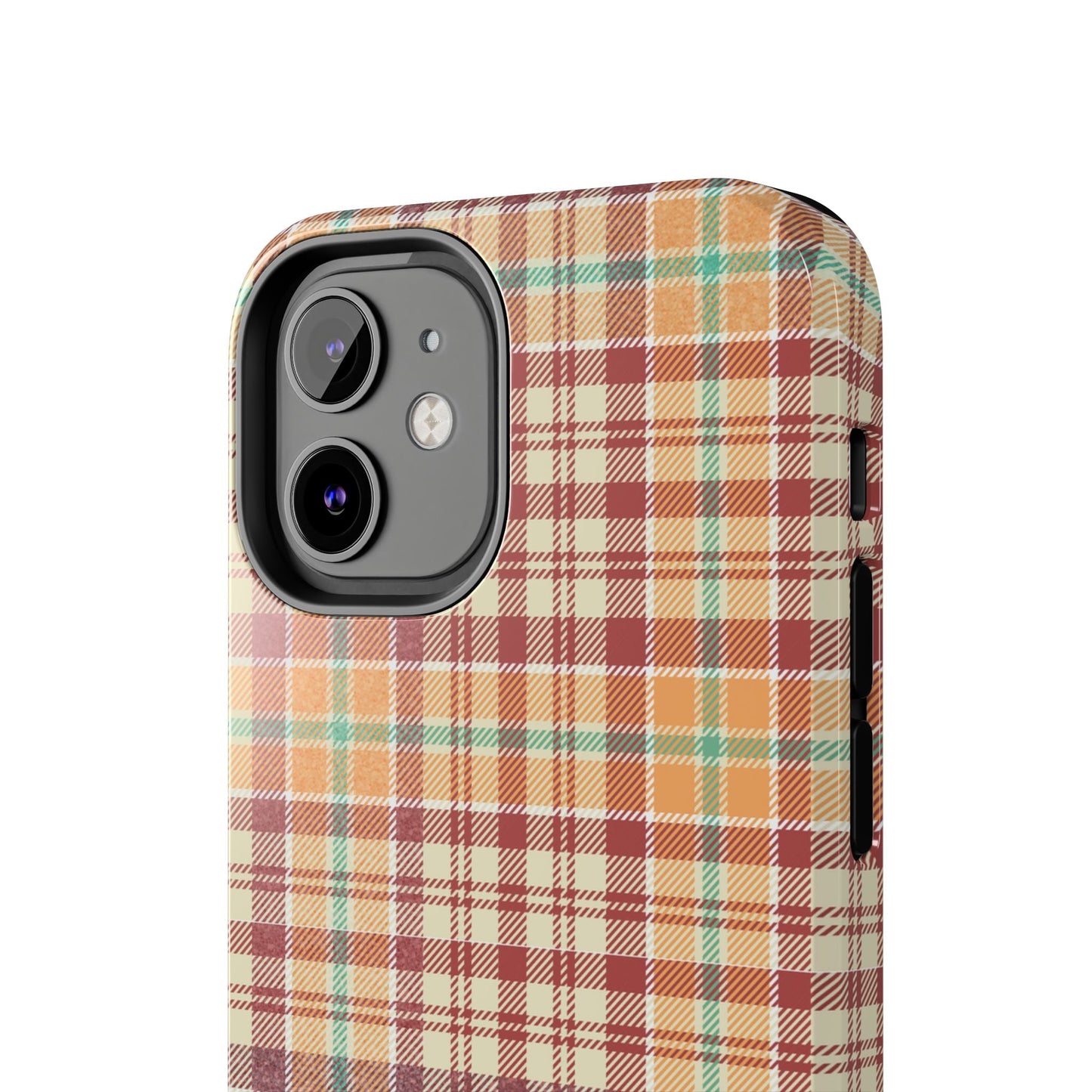 Retro Chic Plaid iPhone Case in Red, Orange, Green & Cream – Classic Vintage Style - BOGO Cases