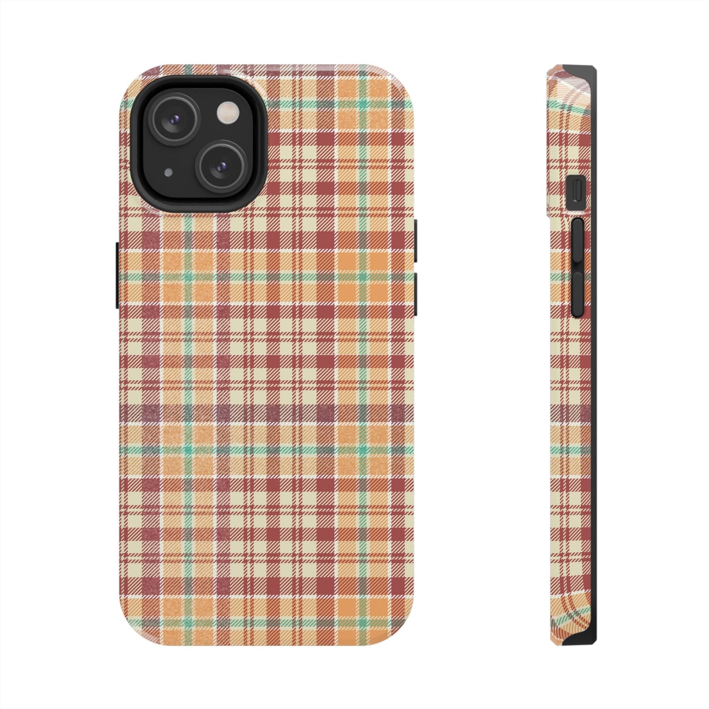 Retro Chic Plaid iPhone Case in Red, Orange, Green & Cream – Classic Vintage Style - BOGO Cases