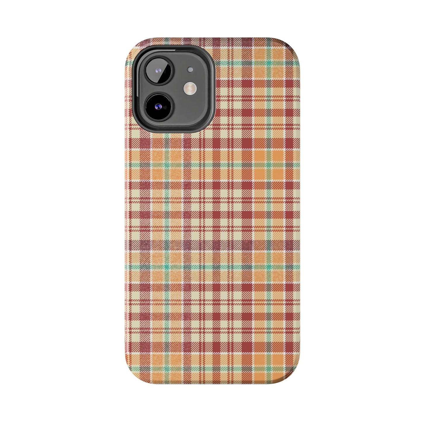 Retro Chic Plaid iPhone Case in Red, Orange, Green & Cream – Classic Vintage Style - BOGO Cases