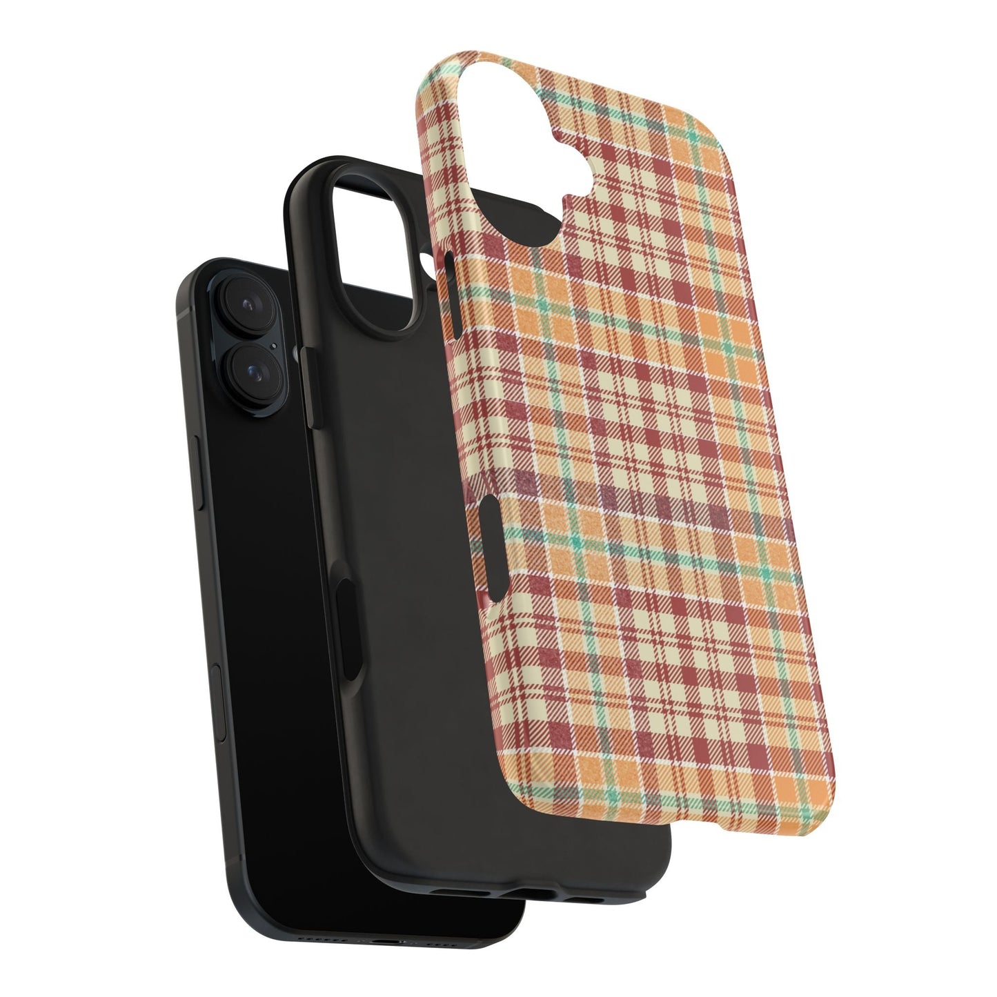 Retro Chic Plaid iPhone Case in Red, Orange, Green & Cream – Classic Vintage Style - BOGO Cases
