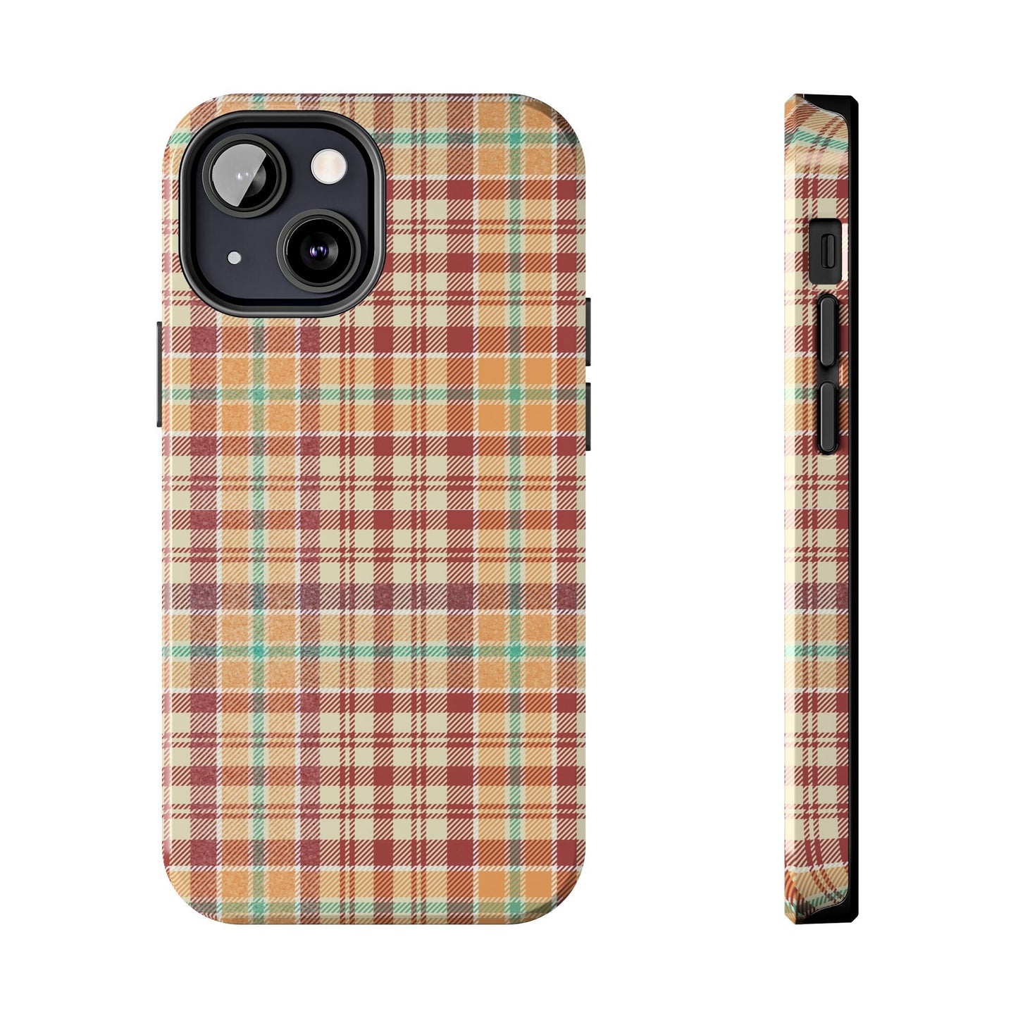 Retro Chic Plaid iPhone Case in Red, Orange, Green & Cream – Classic Vintage Style - BOGO Cases