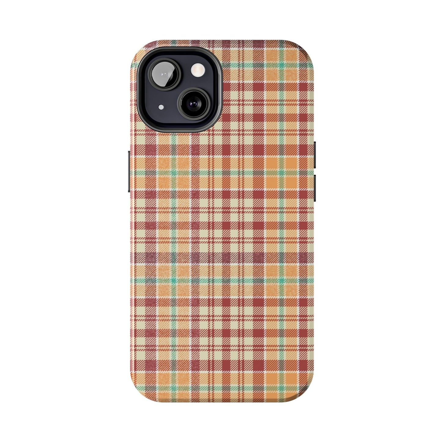 Retro Chic Plaid iPhone Case in Red, Orange, Green & Cream – Classic Vintage Style - BOGO Cases