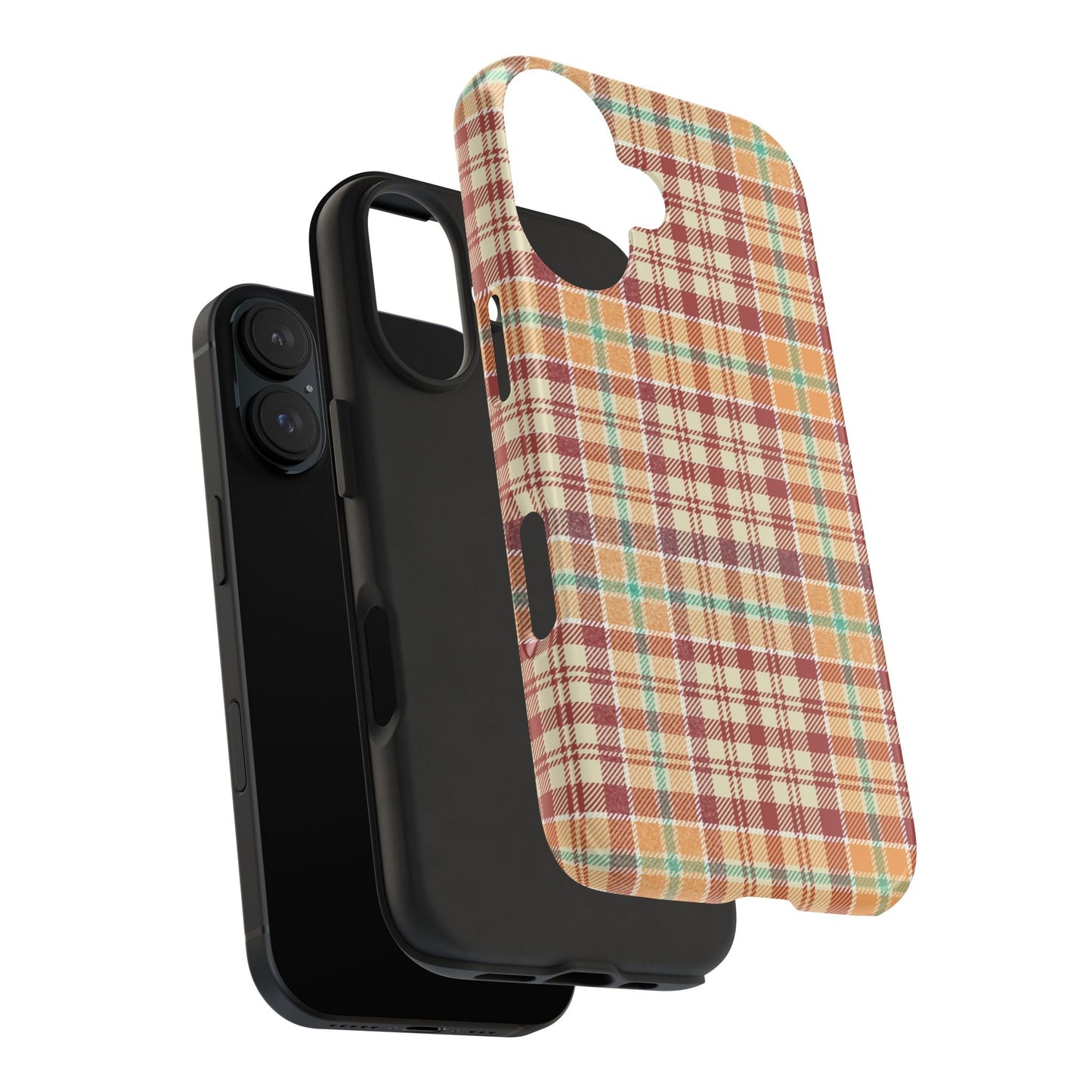 Retro Chic Plaid iPhone Case in Red, Orange, Green & Cream – Classic Vintage Style - BOGO Cases