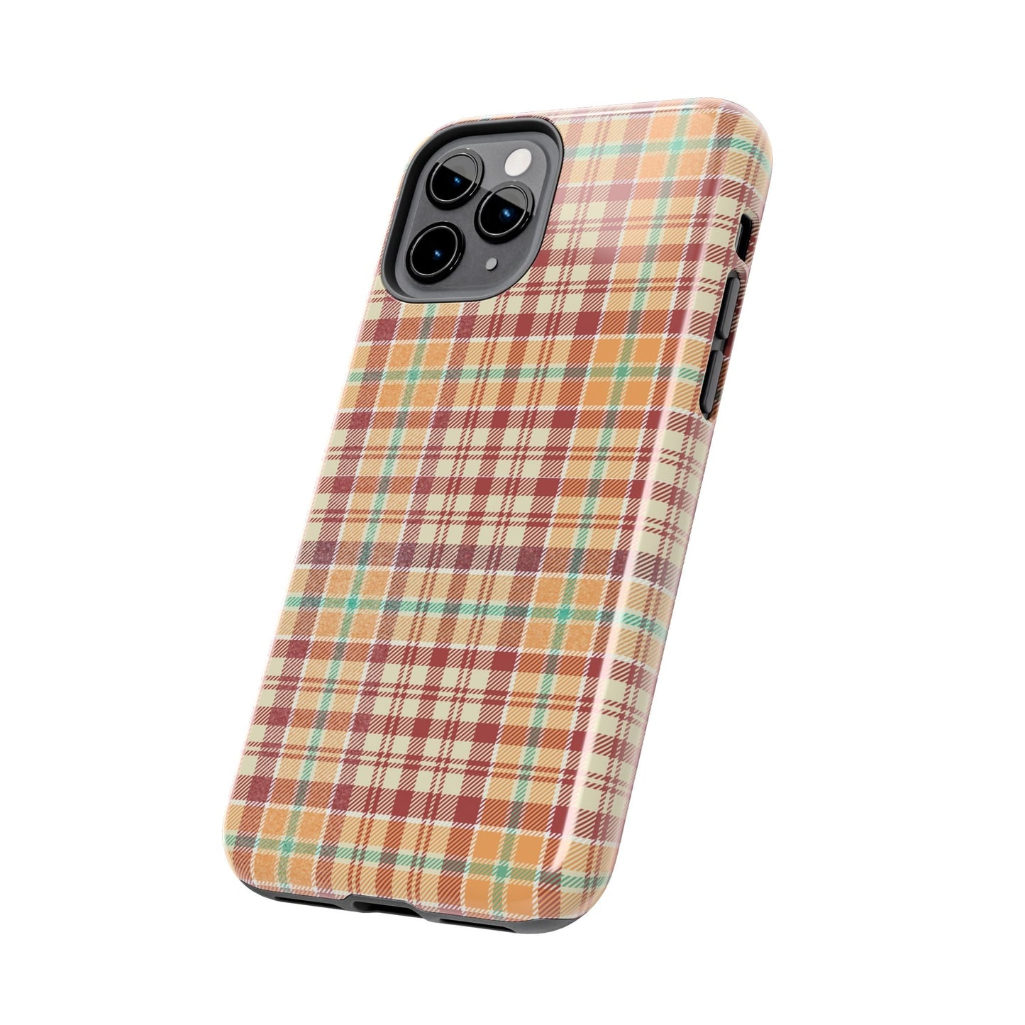 Retro Chic Plaid iPhone Case in Red, Orange, Green & Cream – Classic Vintage Style - BOGO Cases