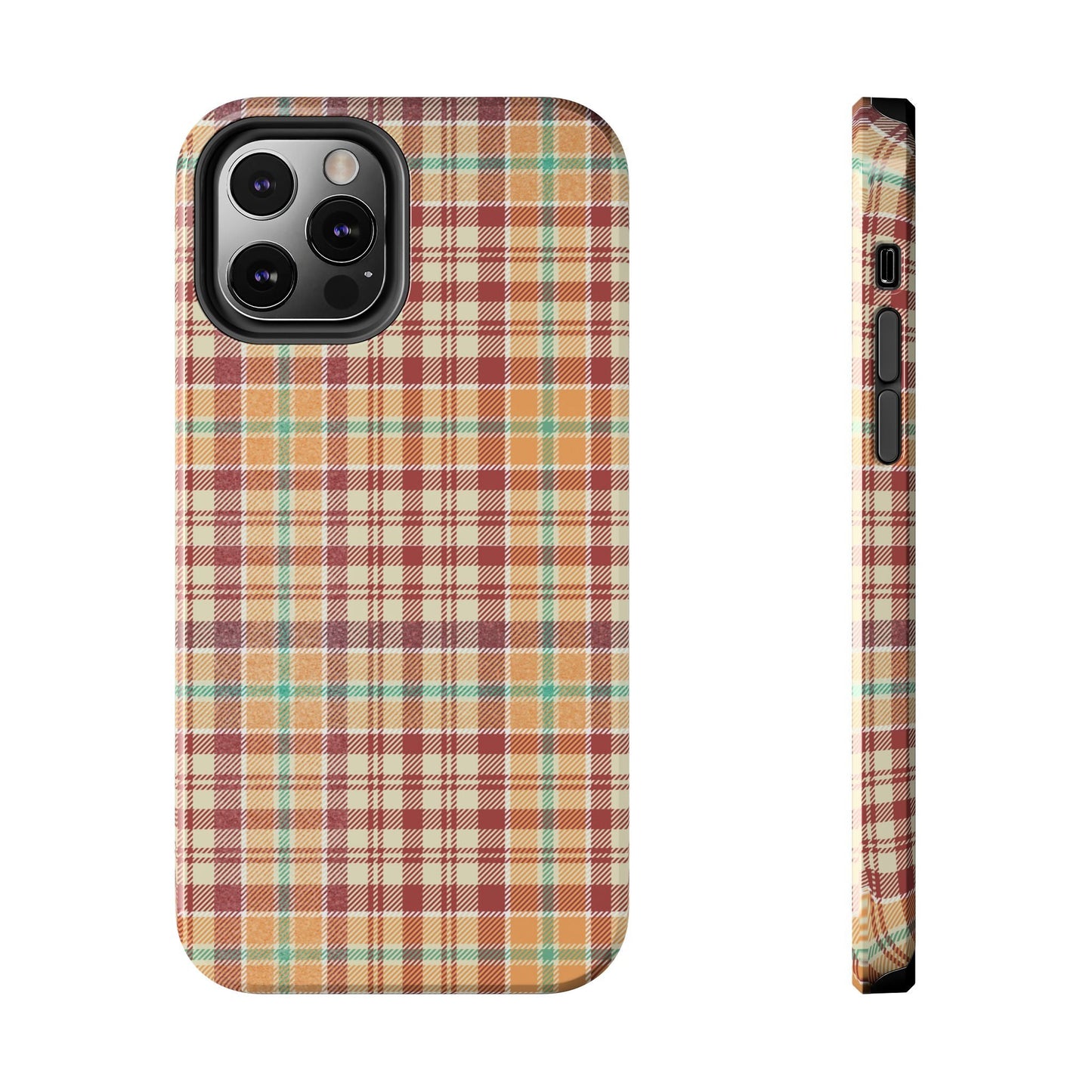 Retro Chic Plaid iPhone Case in Red, Orange, Green & Cream – Classic Vintage Style - BOGO Cases