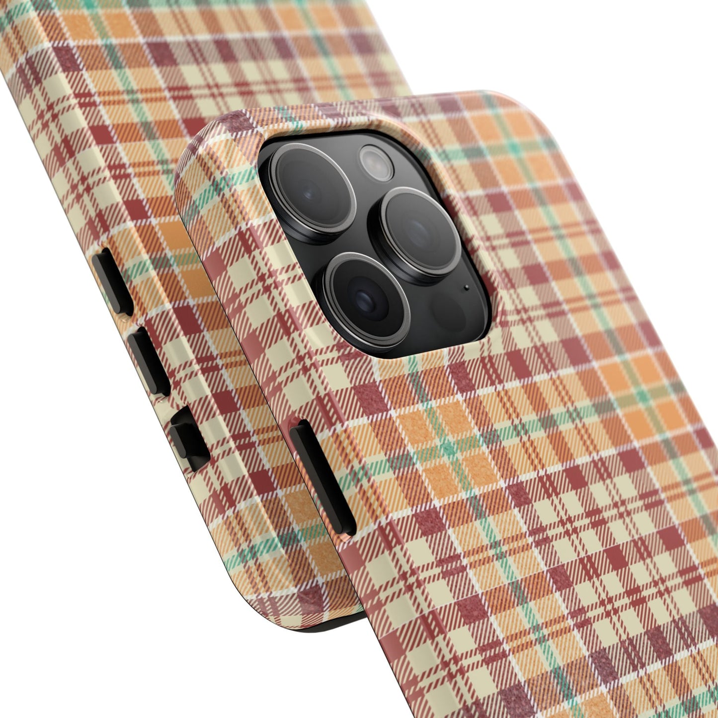 Retro Chic Plaid iPhone Case in Red, Orange, Green & Cream – Classic Vintage Style - BOGO Cases