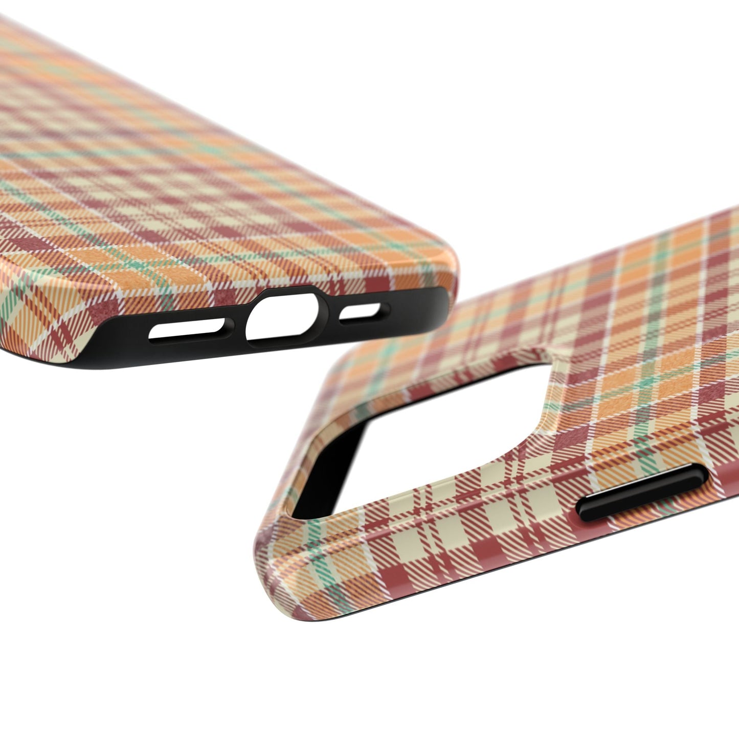 Retro Chic Plaid iPhone Case in Red, Orange, Green & Cream – Classic Vintage Style - BOGO Cases