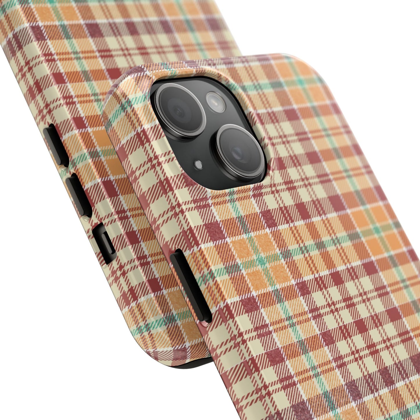Retro Chic Plaid iPhone Case in Red, Orange, Green & Cream – Classic Vintage Style - BOGO Cases