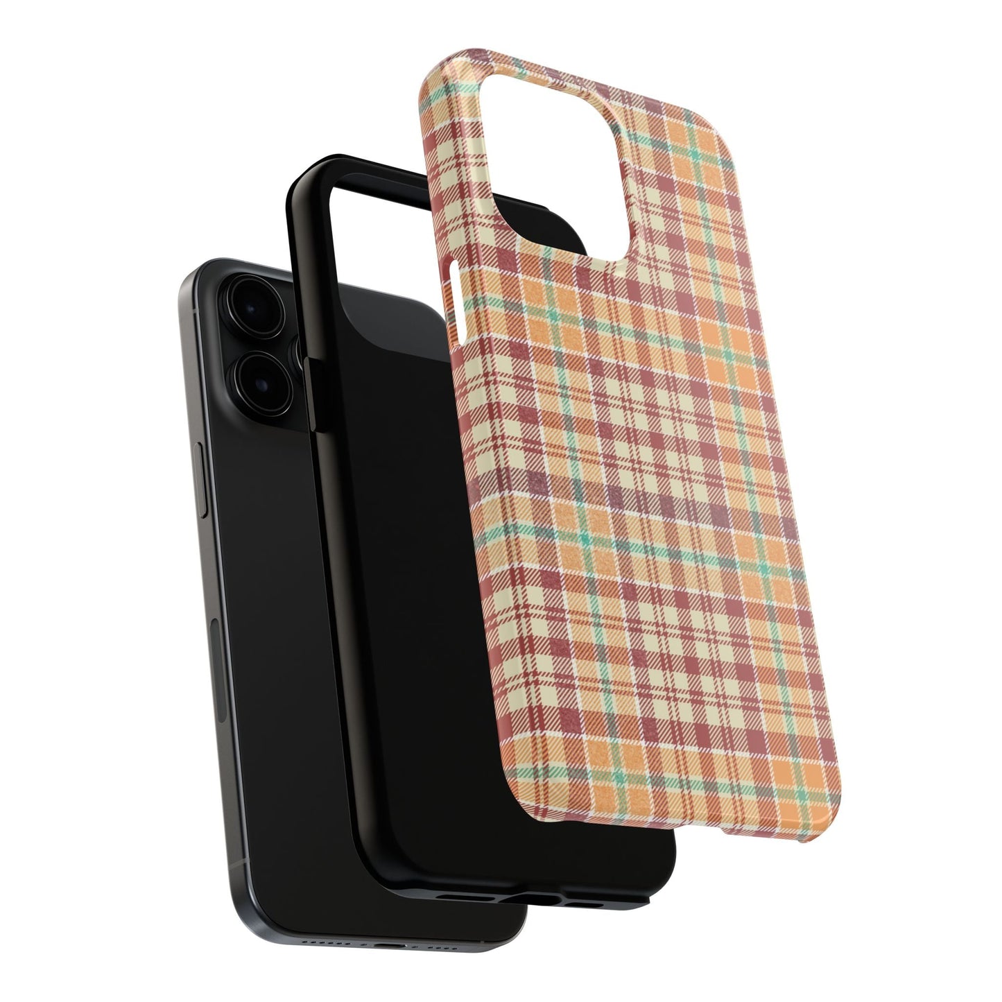 Retro Chic Plaid iPhone Case in Red, Orange, Green & Cream – Classic Vintage Style - BOGO Cases