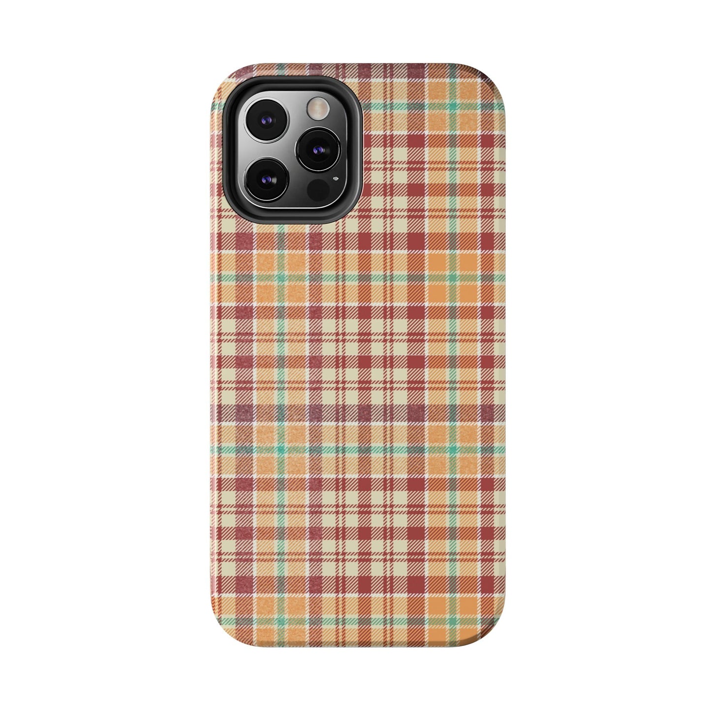 Retro Chic Plaid iPhone Case in Red, Orange, Green & Cream – Classic Vintage Style - BOGO Cases