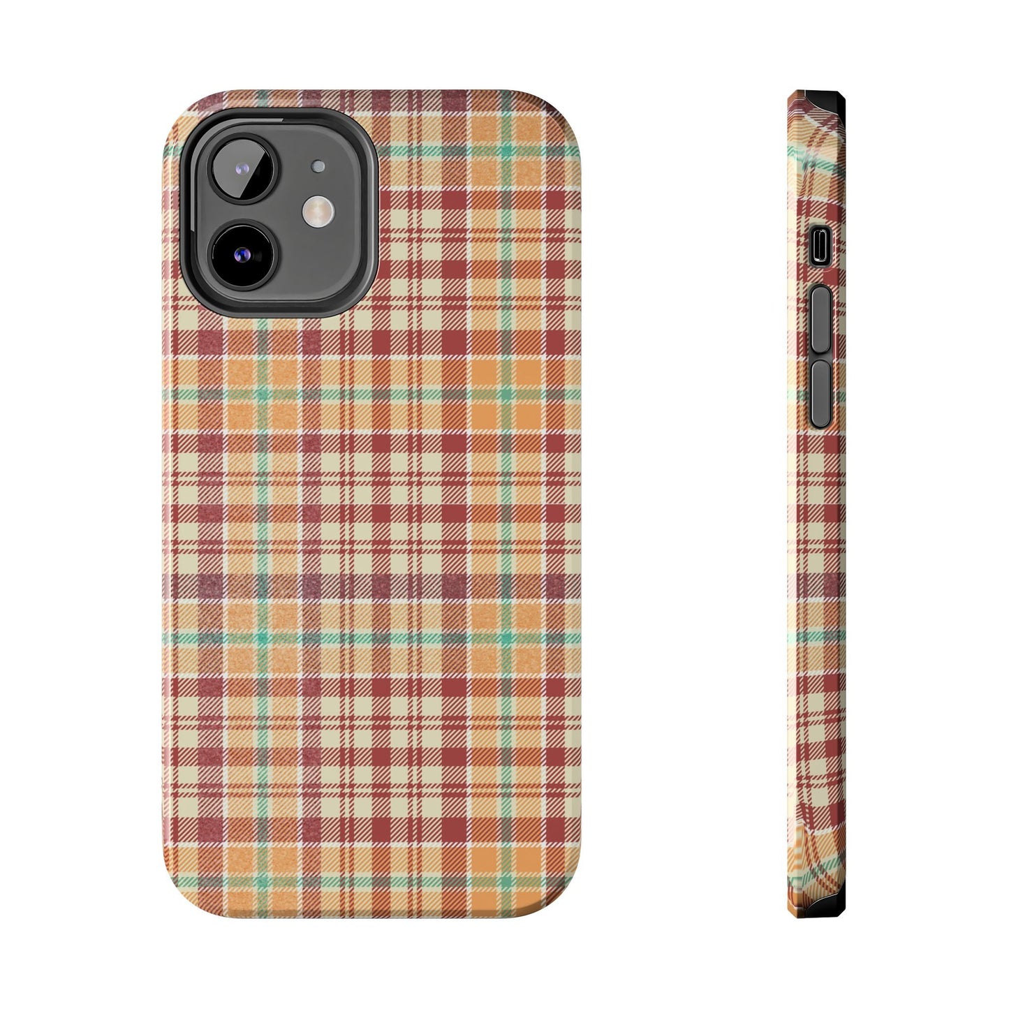 Retro Chic Plaid iPhone Case in Red, Orange, Green & Cream – Classic Vintage Style - BOGO Cases