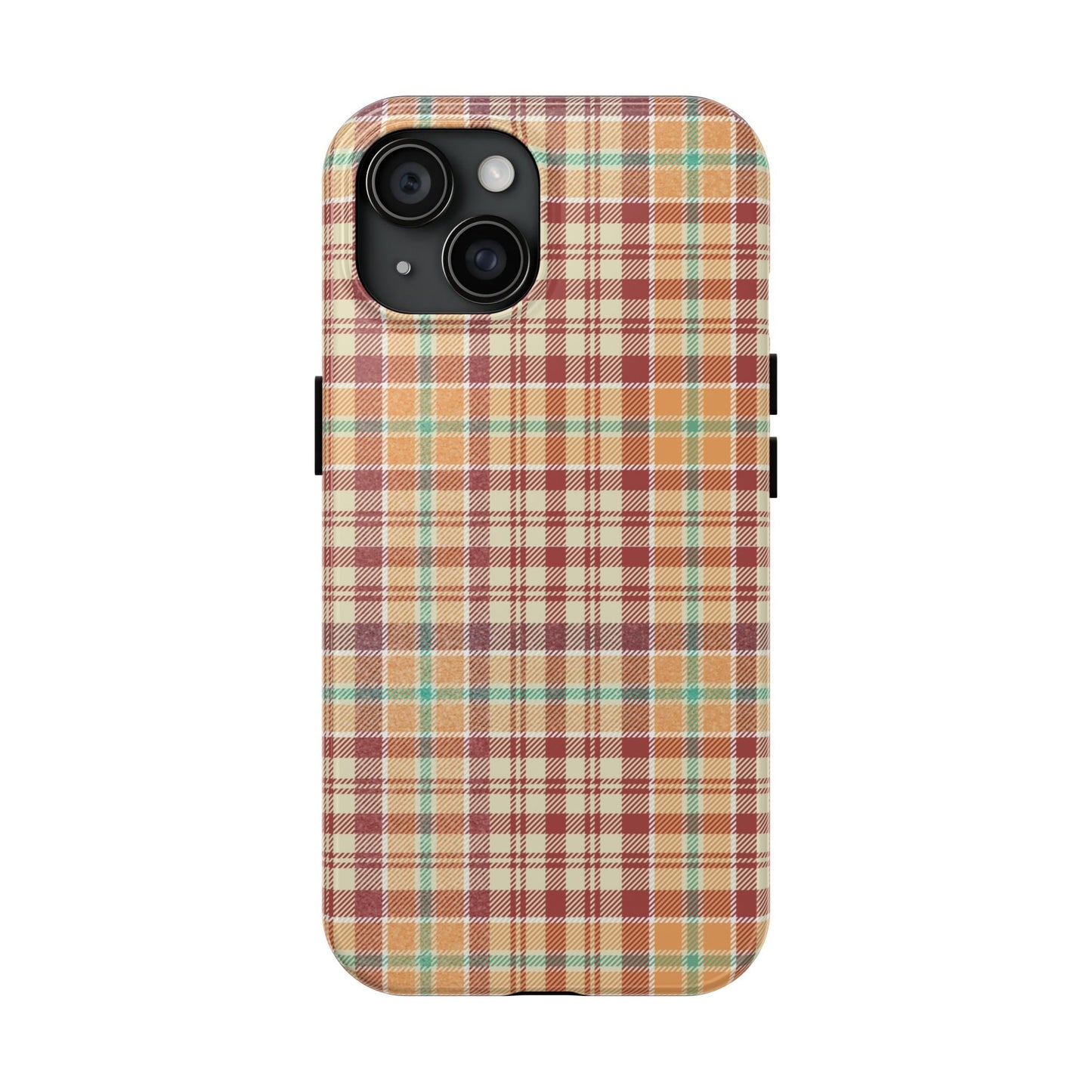 Retro Chic Plaid iPhone Case in Red, Orange, Green & Cream – Classic Vintage Style - BOGO Cases