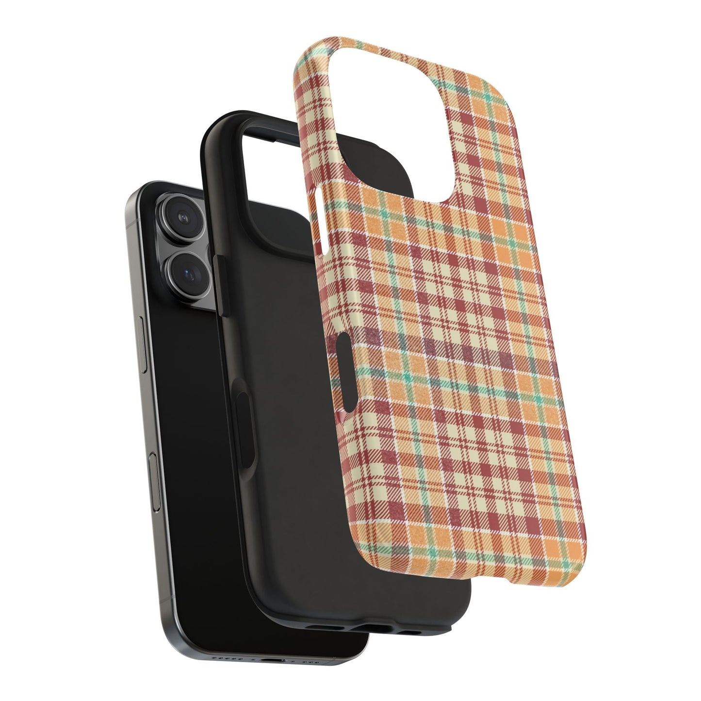 Retro Chic Plaid iPhone Case in Red, Orange, Green & Cream – Classic Vintage Style - BOGO Cases