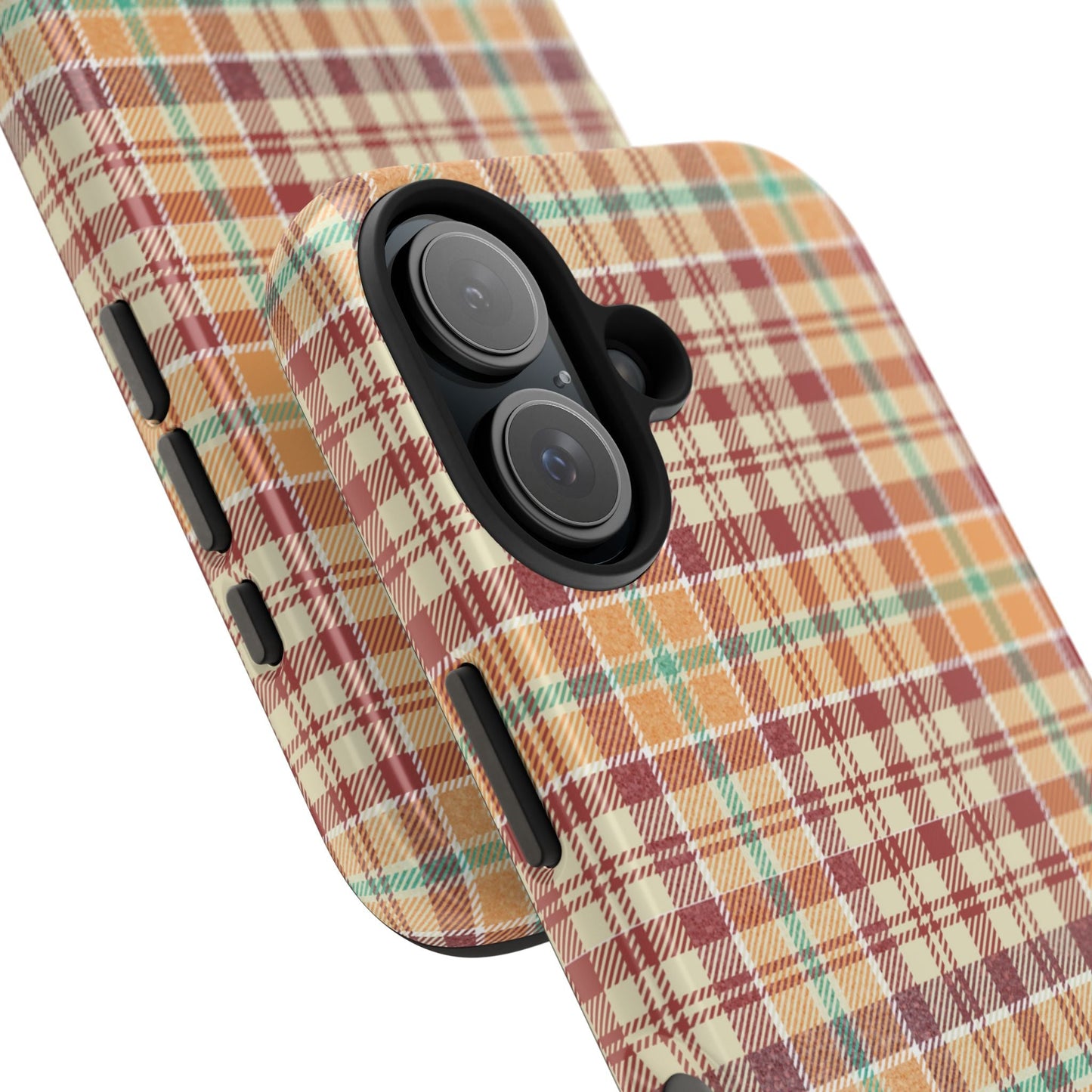 Retro Chic Plaid iPhone Case in Red, Orange, Green & Cream – Classic Vintage Style - BOGO Cases