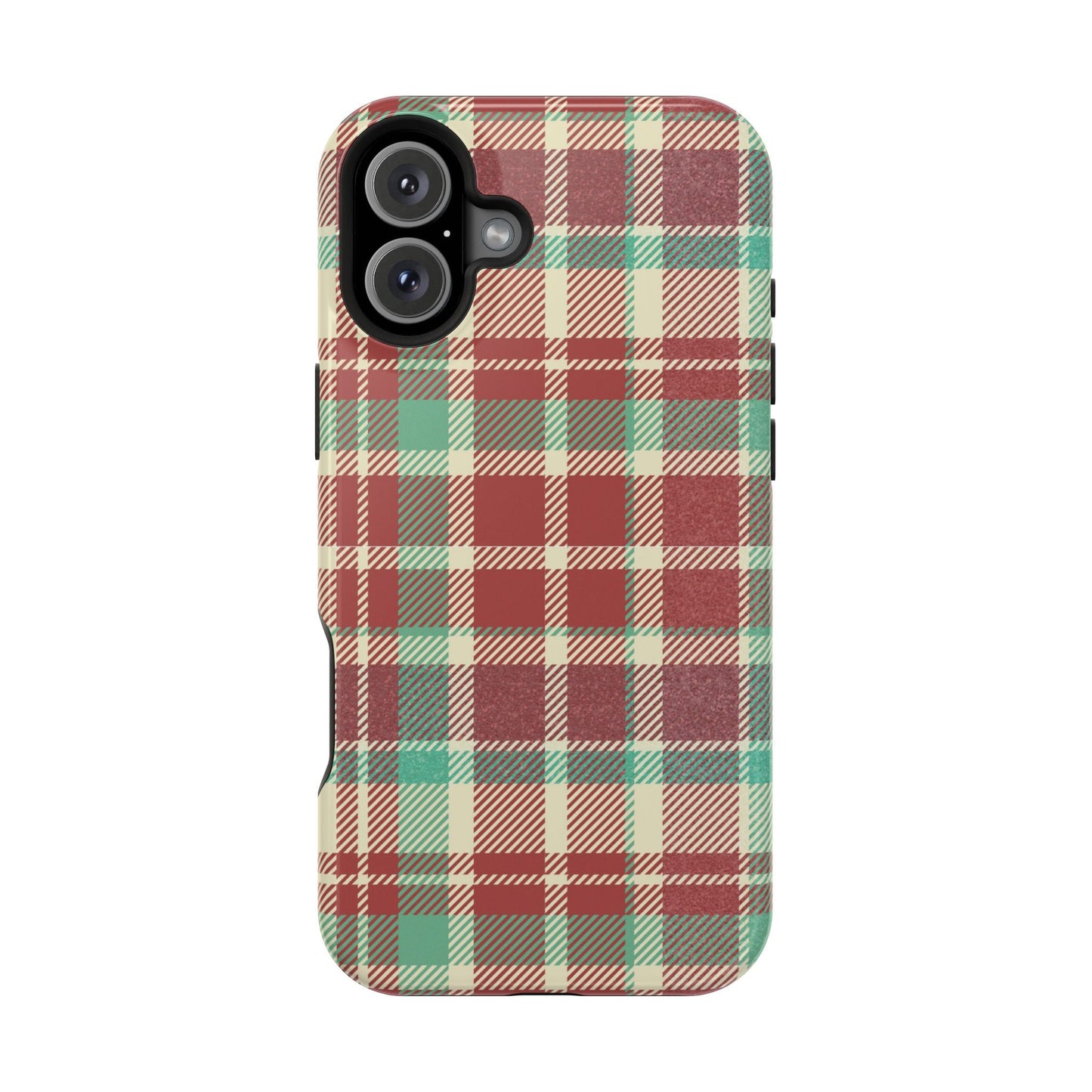 Retro Red & Cream Plaid – MagSafe iPhone Case with Classic Elegance - BOGO Cases