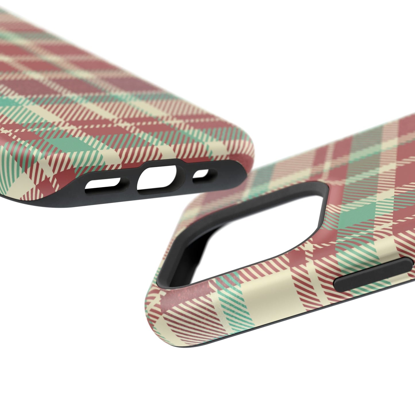 Retro Red & Cream Plaid – MagSafe iPhone Case with Classic Elegance - BOGO Cases