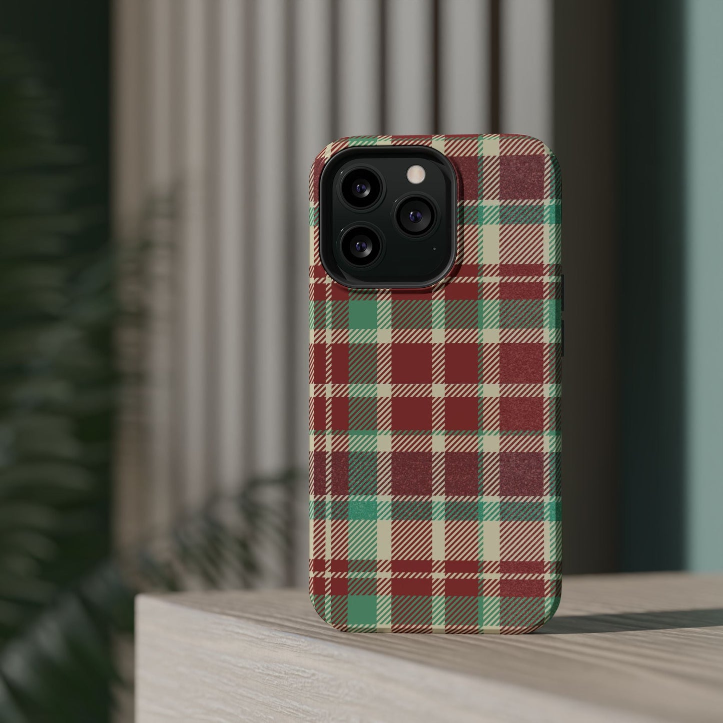 Retro Red & Cream Plaid – MagSafe iPhone Case with Classic Elegance - BOGO Cases